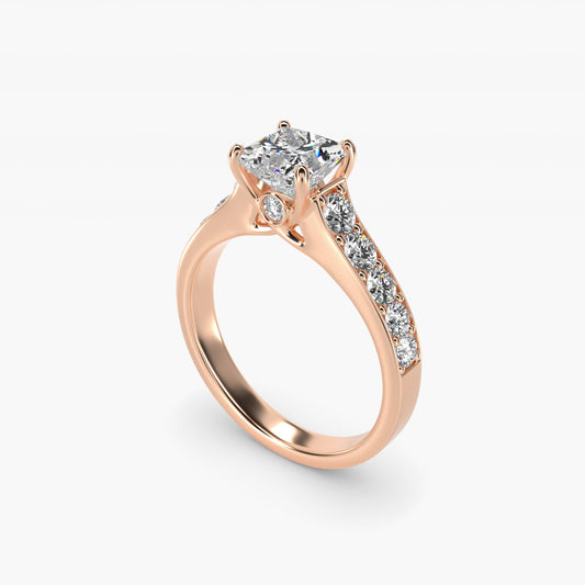Cross Prong PavŽ Set Surprise Diamond Engagement Ring In 18k Rose Gold By James Allen - Princess Center