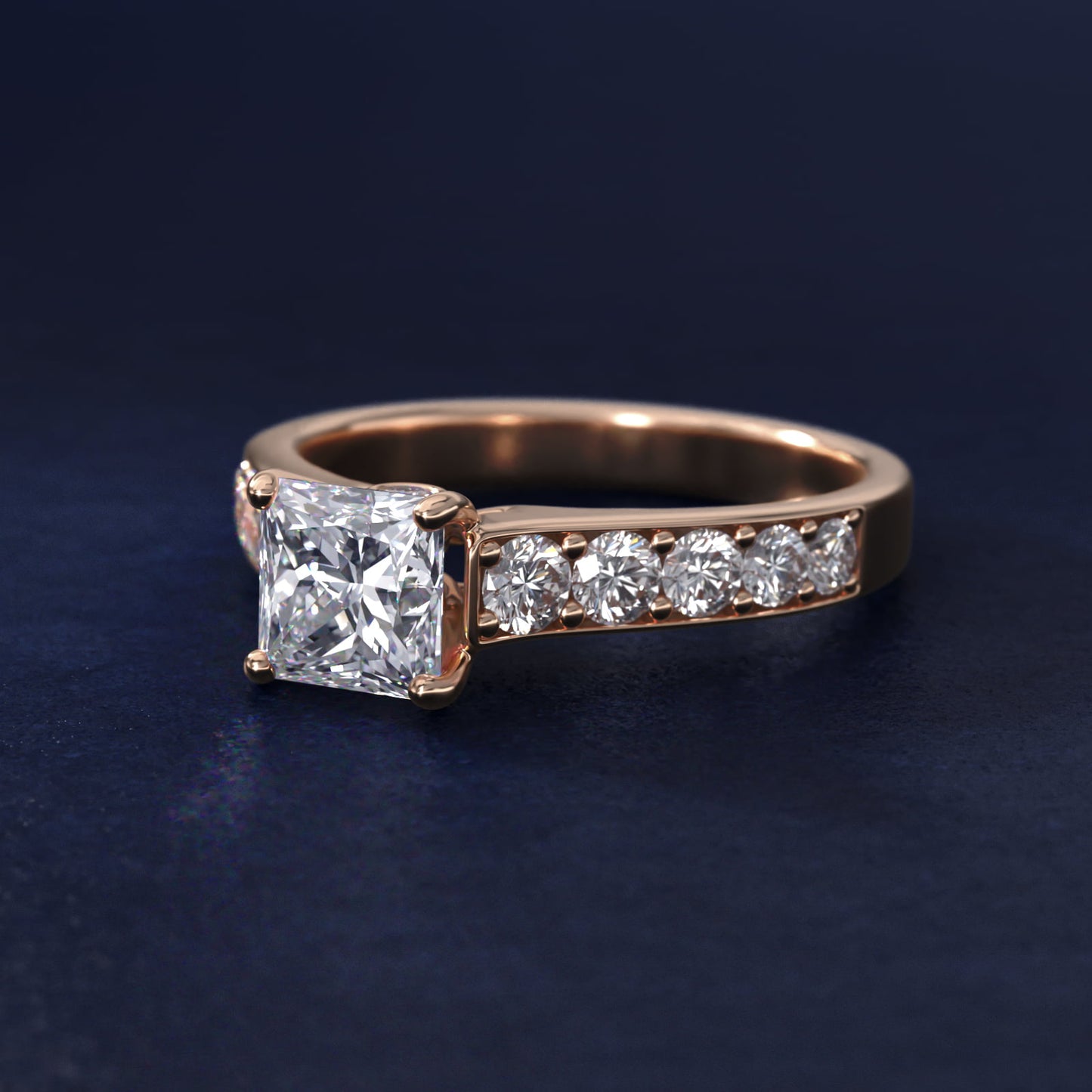 Cross Prong PavŽ Set Surprise Diamond Engagement Ring In 18k Rose Gold By James Allen - Princess Center