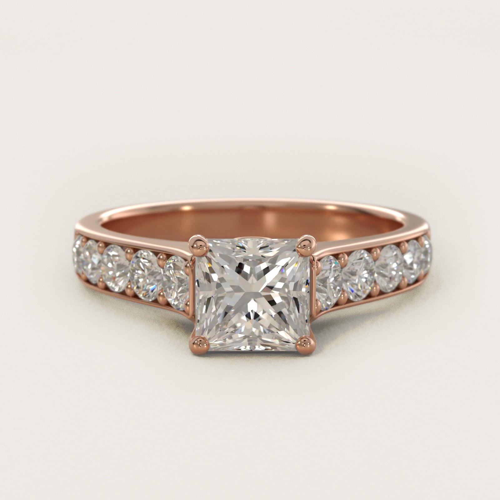 Cross Prong PavŽ Set Surprise Diamond Engagement Ring In 18k Rose Gold By James Allen - Princess Center