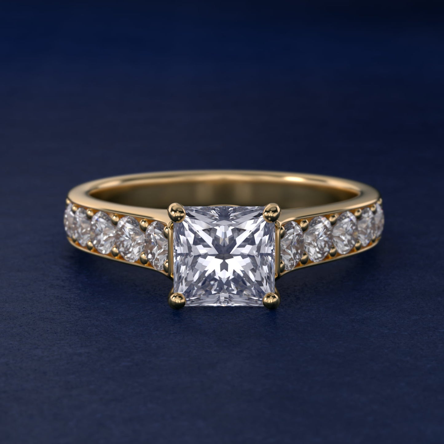 Cross Prong PavŽ Set Surprise Diamond Engagement Ring In 14K Yellow Gold By James Allen - Princess Center