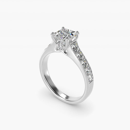 Cross Prong PavŽ Set Surprise Diamond Engagement Ring In Platinum By James Allen - Princess Center