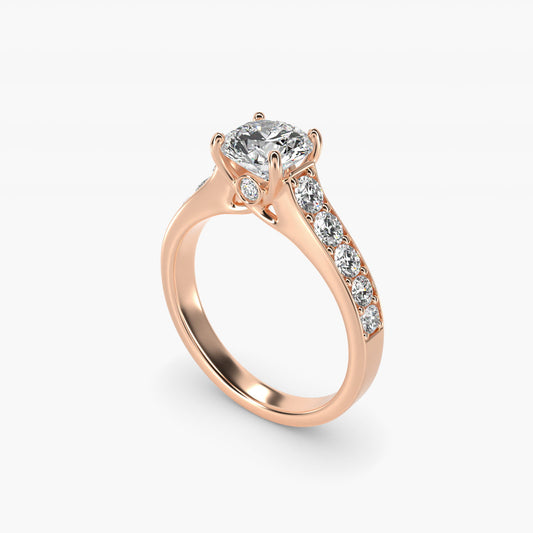Cross Prong PavŽ Set Surprise Diamond Engagement Ring In 14K Rose Gold By James Allen - Round Center
