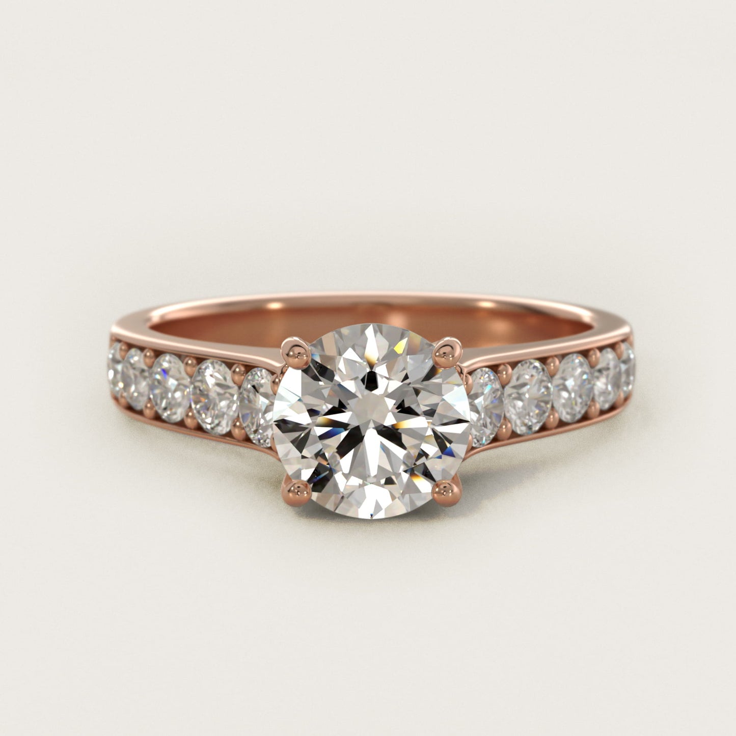 Cross Prong PavŽ Set Surprise Diamond Engagement Ring In 18k Rose Gold By James Allen - Round Center