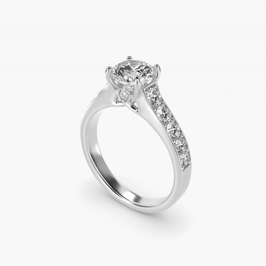 Cross Prong PavŽ Set Surprise Diamond Engagement Ring In 14K White Gold By James Allen - Round Center
