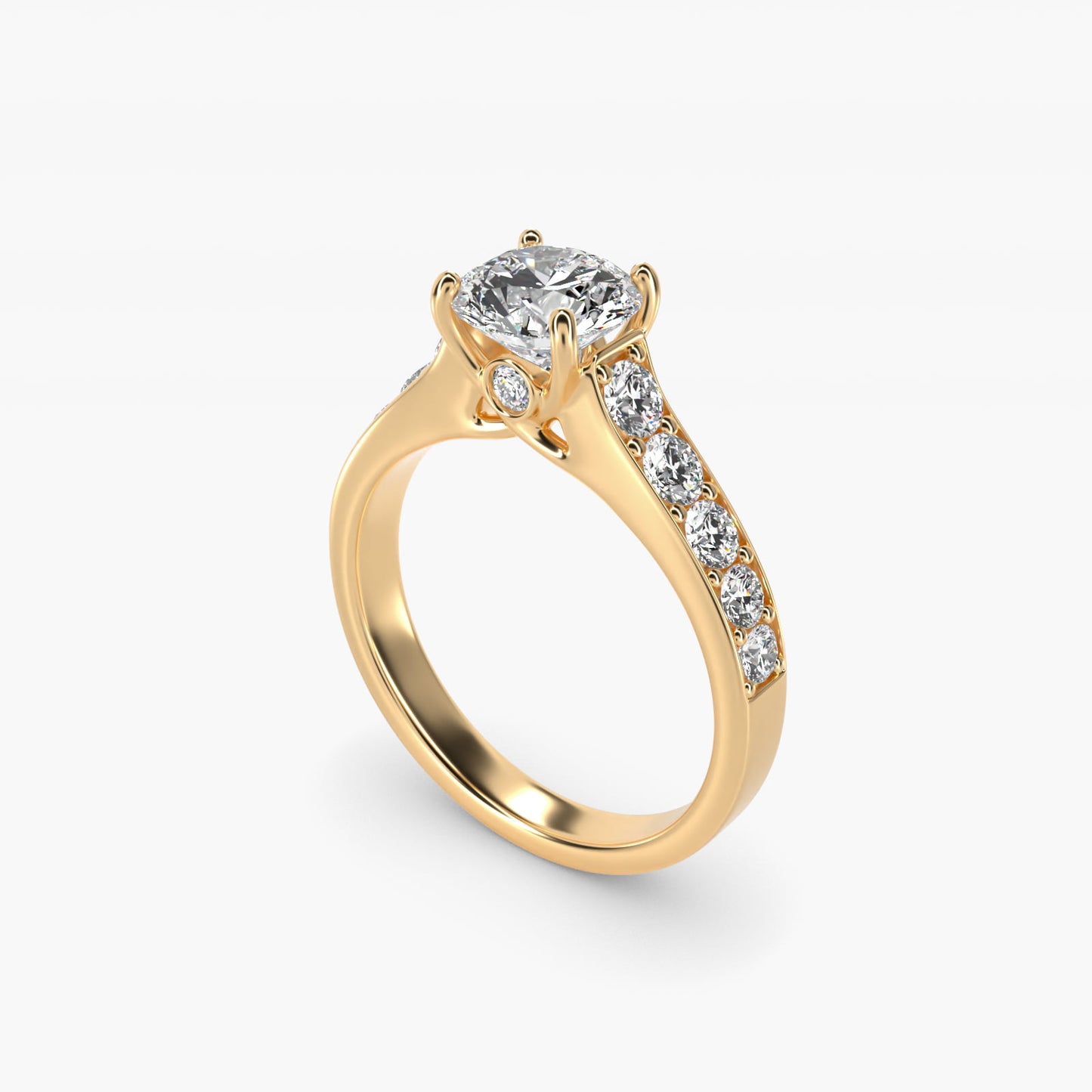 Cross Prong PavŽ Set Surprise Diamond Engagement Ring In 18k Yellow Gold By James Allen - Round Center