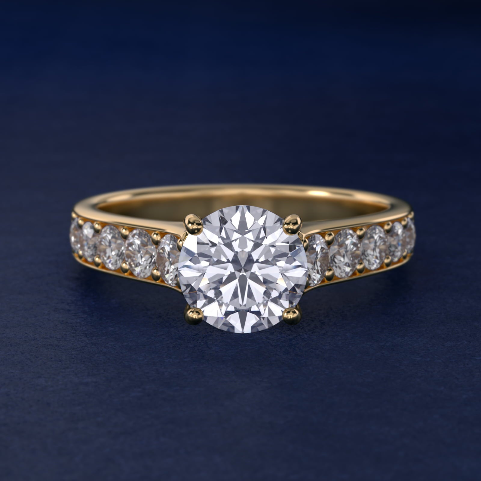 Cross Prong PavŽ Set Surprise Diamond Engagement Ring In 14K Yellow Gold By James Allen - Round Center