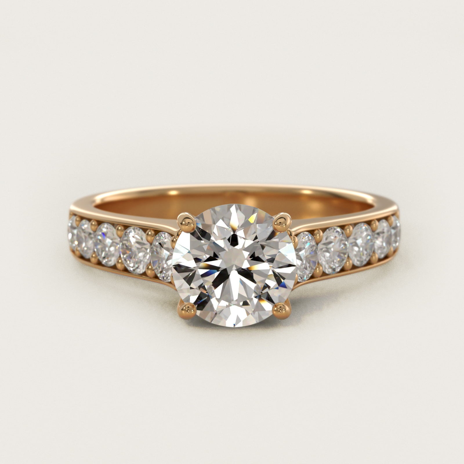 Cross Prong PavŽ Set Surprise Diamond Engagement Ring In 14K Yellow Gold By James Allen - Round Center