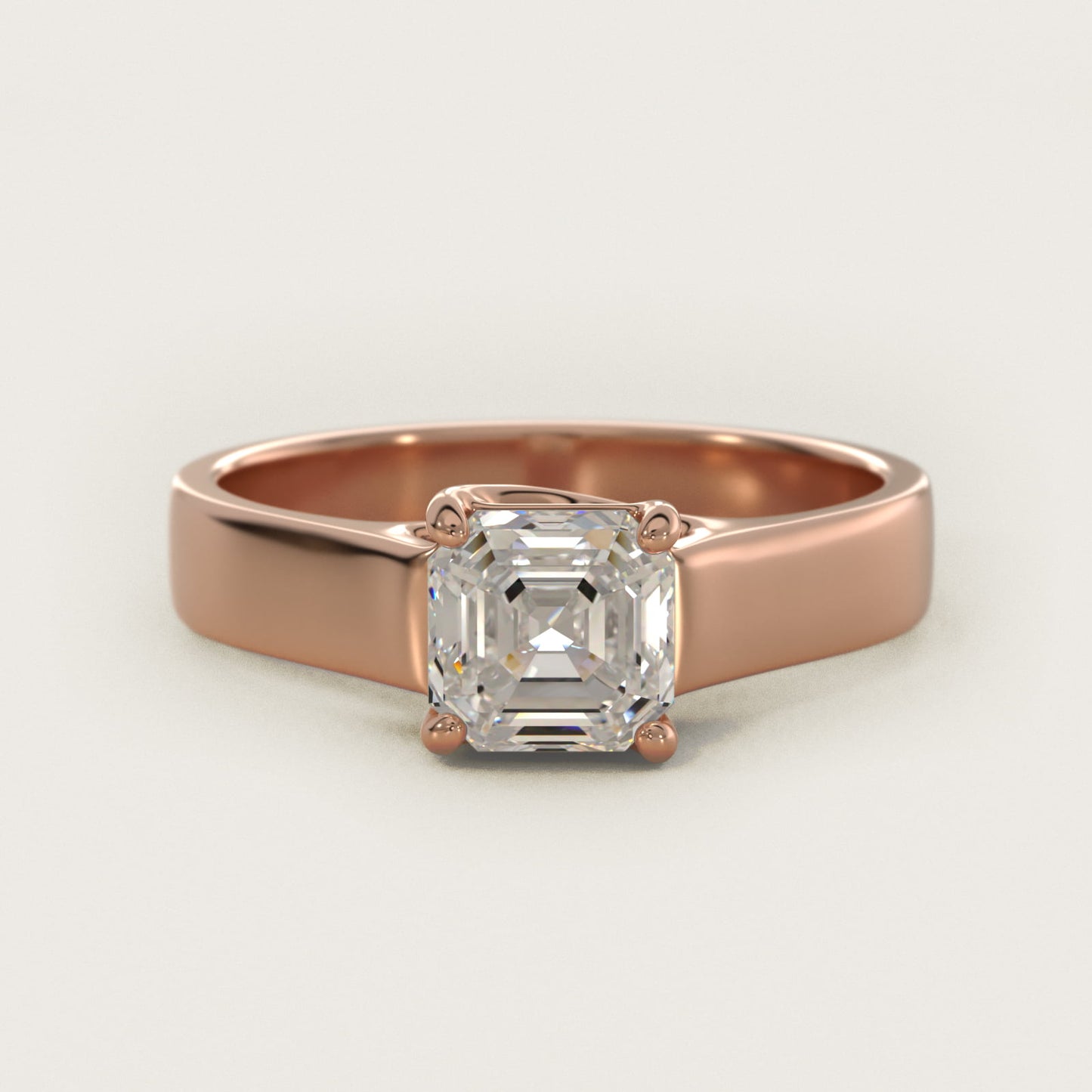 Cross Prong Solitaire Engagement Ring In 14K Rose Gold By James Allen - Asscher Center