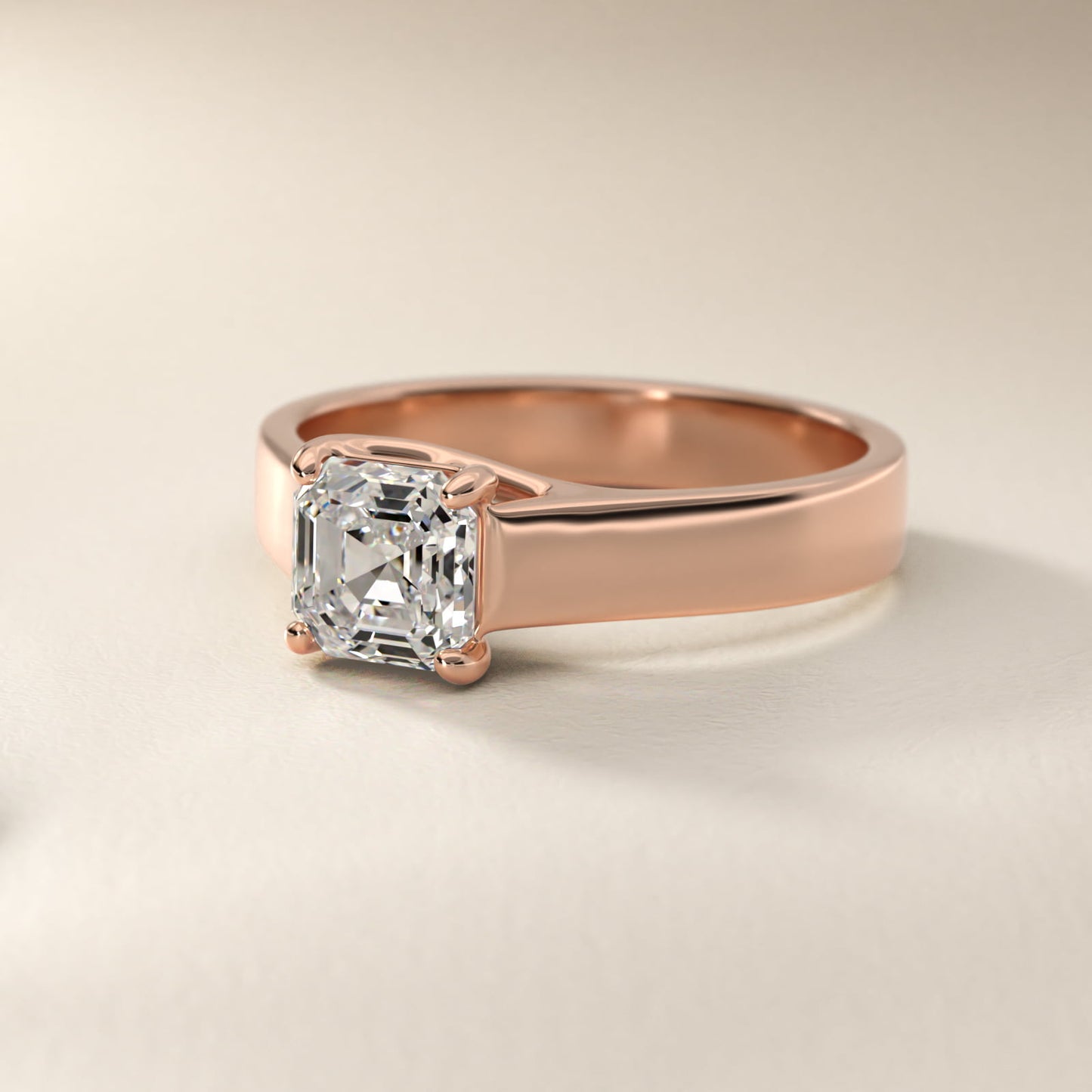 Cross Prong Solitaire Engagement Ring In 14K Rose Gold By James Allen - Asscher Center