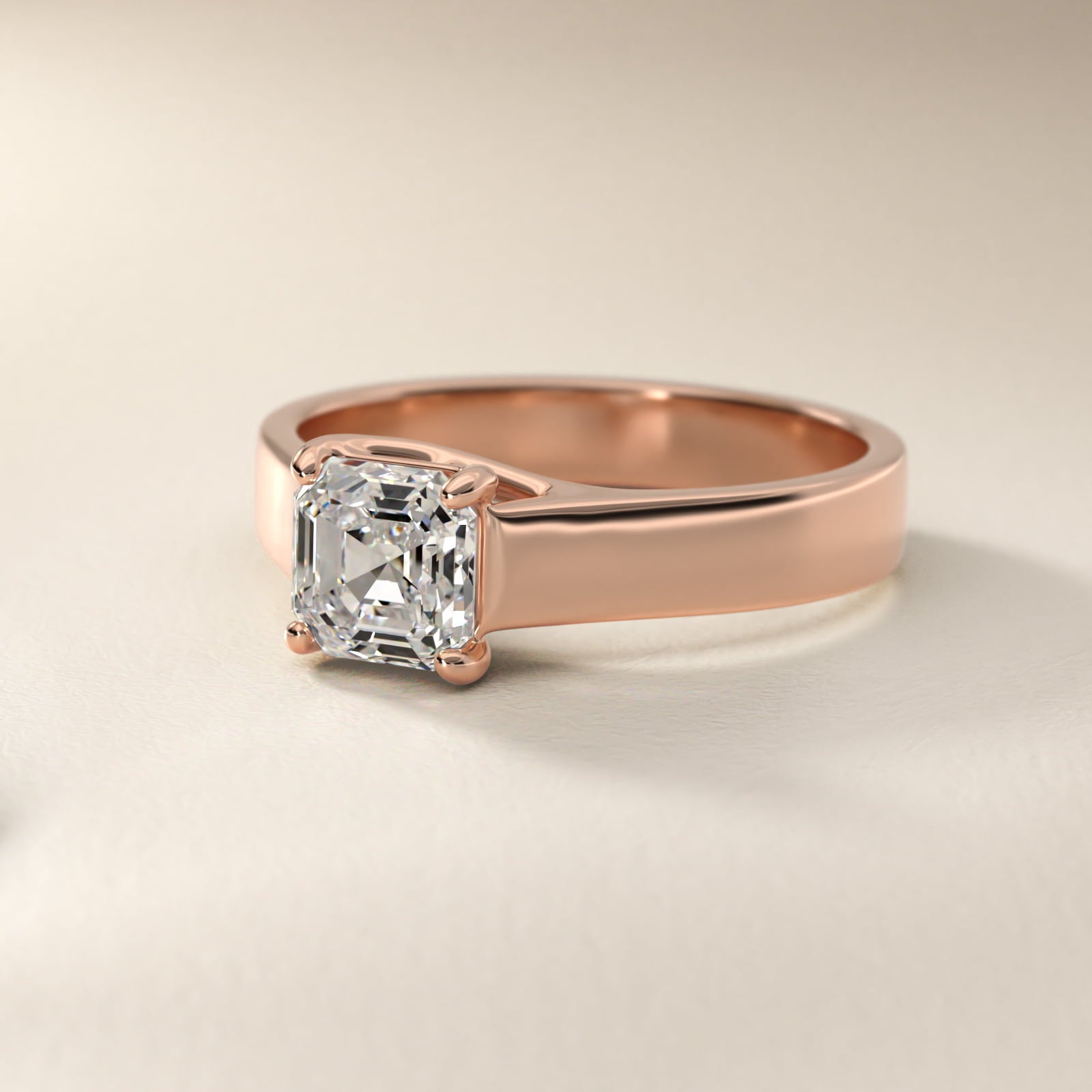 Cross Prong Solitaire Engagement Ring In 14K Rose Gold By James Allen - Asscher Center
