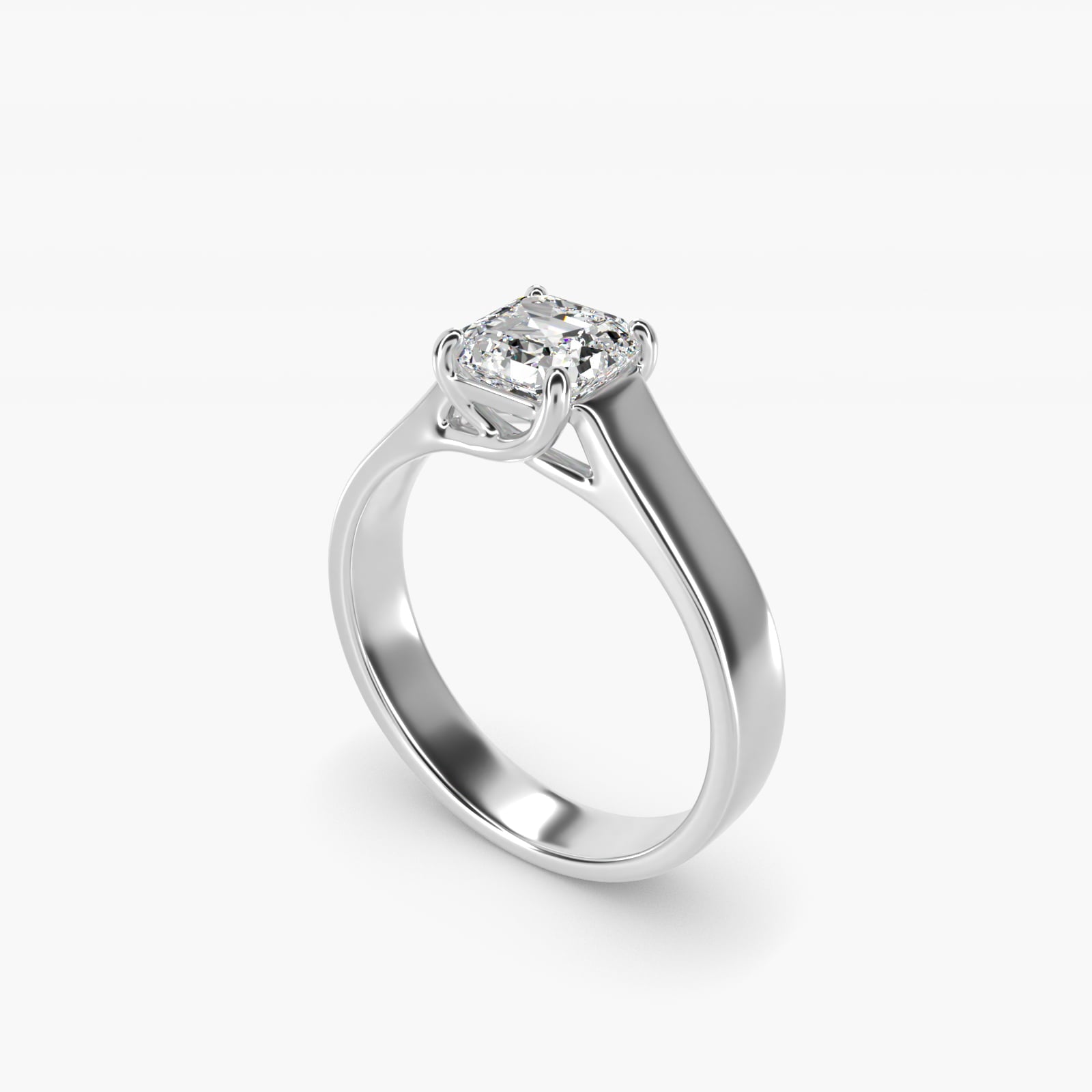 Cross Prong Solitaire Engagement Ring In 18k White Gold By James Allen - Asscher Center