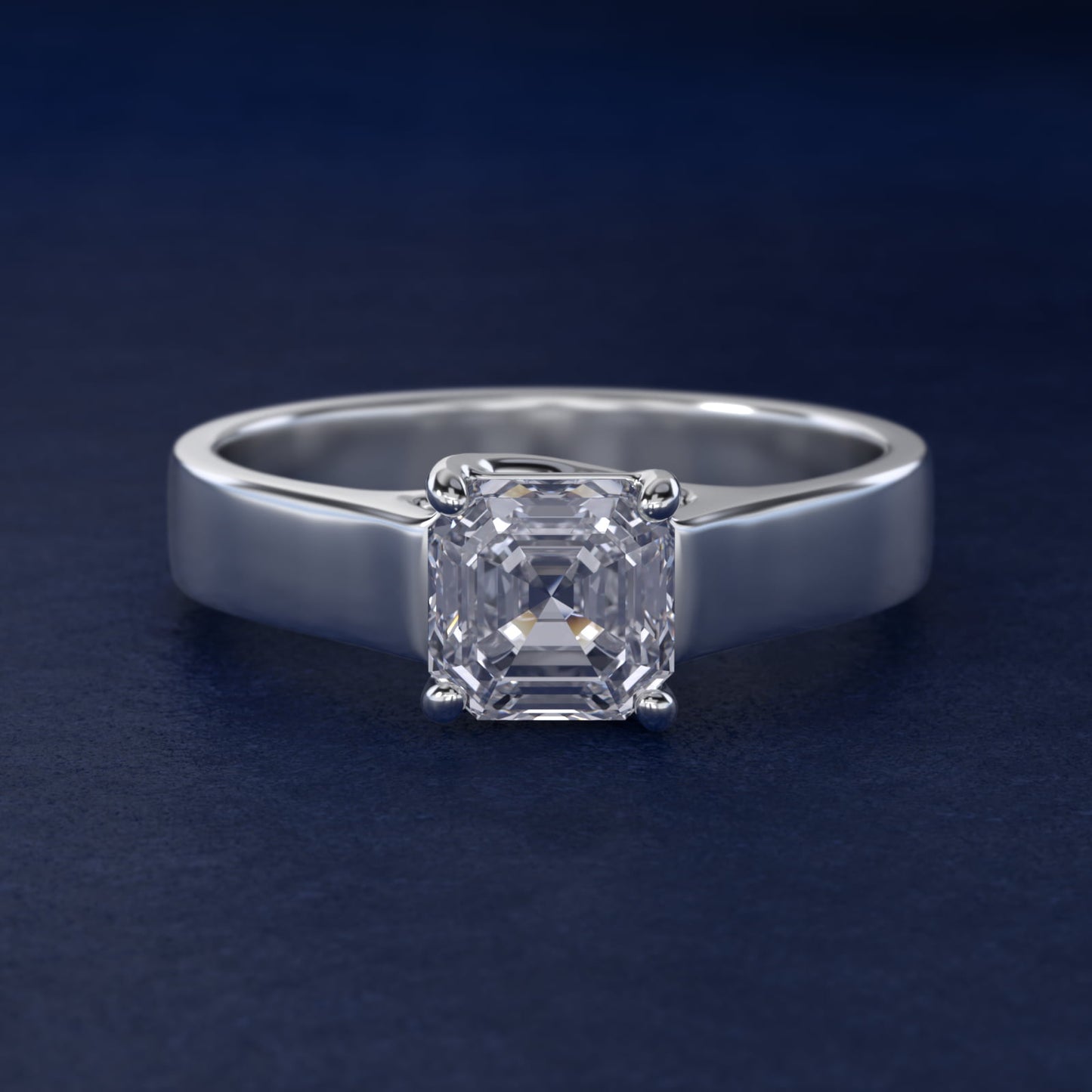 Cross Prong Solitaire Engagement Ring In 18k White Gold By James Allen - Asscher Center