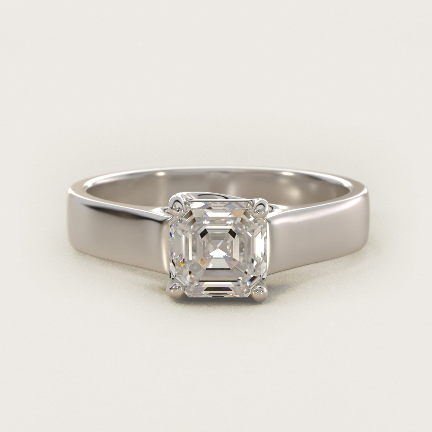 Cross Prong Solitaire Engagement Ring In 18k White Gold By James Allen - Asscher Center