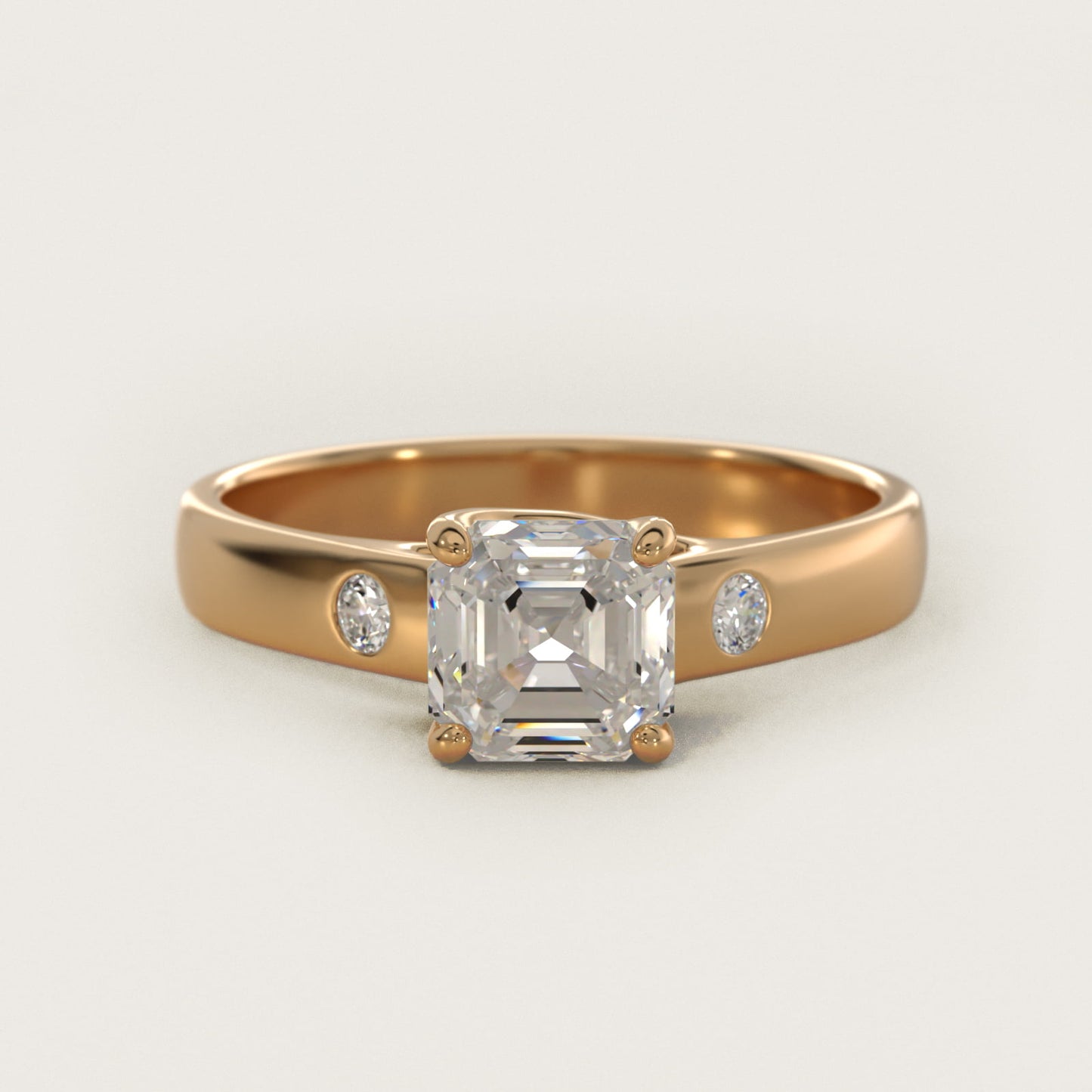 Cross Prong Solitaire Engagement Ring With Diamond Accent In 18k Yellow Gold By James Allen - Asscher Center