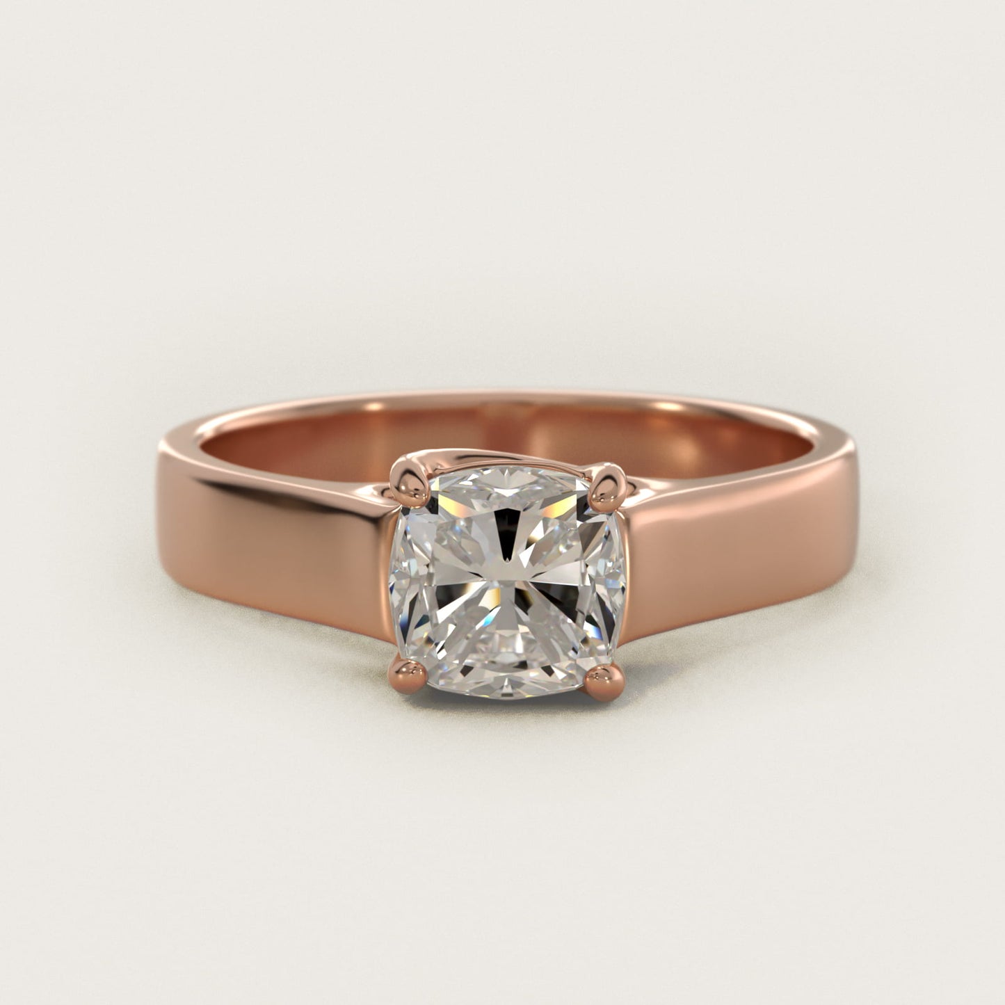 Cross Prong Solitaire Engagement Ring In 14K Rose Gold By James Allen - Cushion Center
