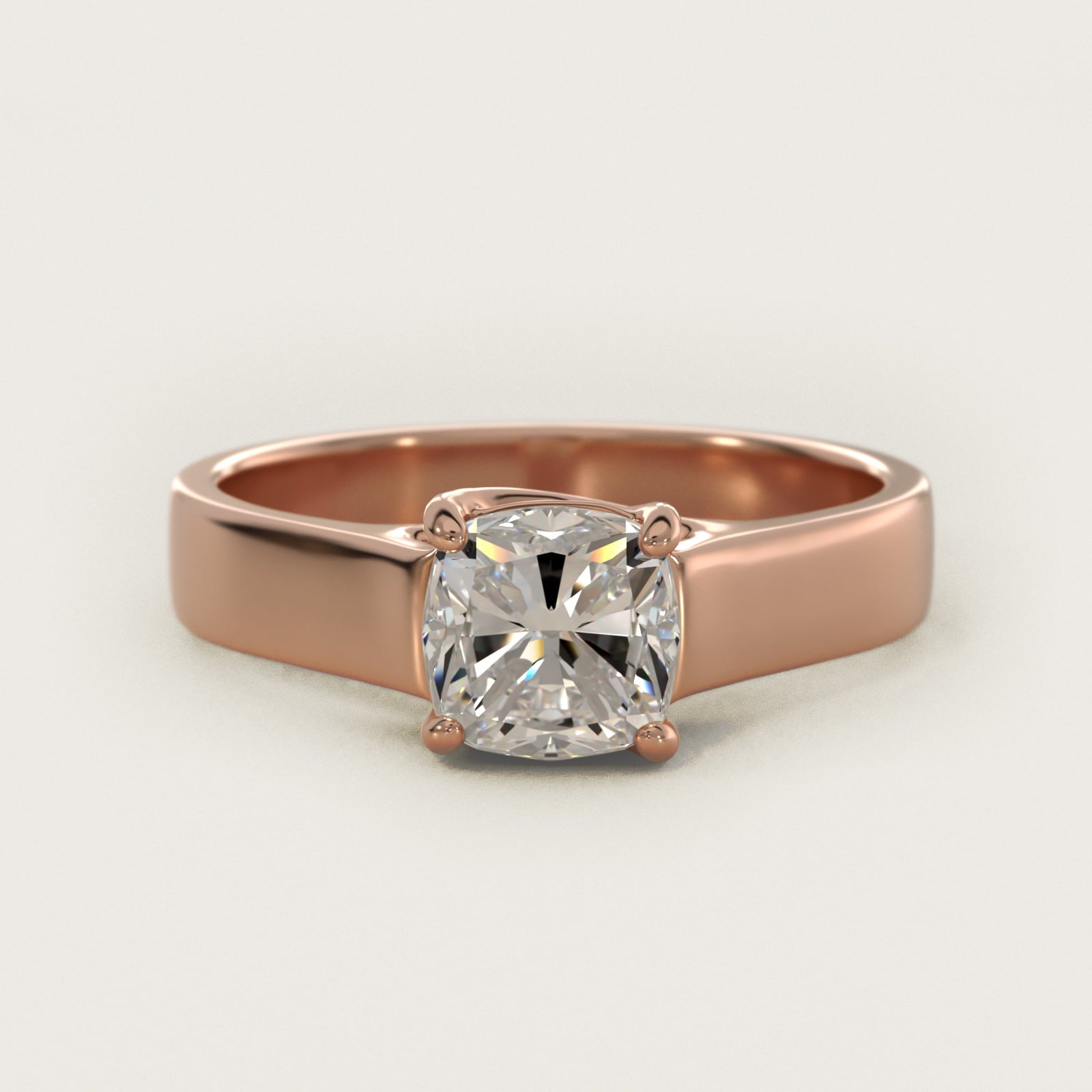 Cross Prong Solitaire Engagement Ring In 14K Rose Gold By James Allen - Cushion Center