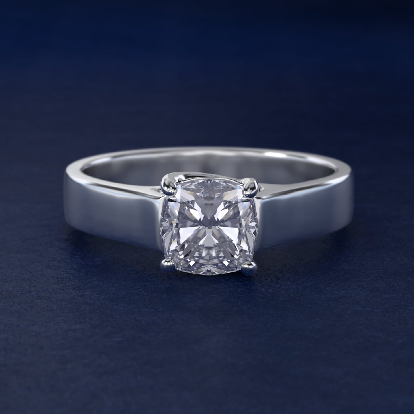 Cross Prong Solitaire Engagement Ring In 14K White Gold By James Allen - Cushion Center