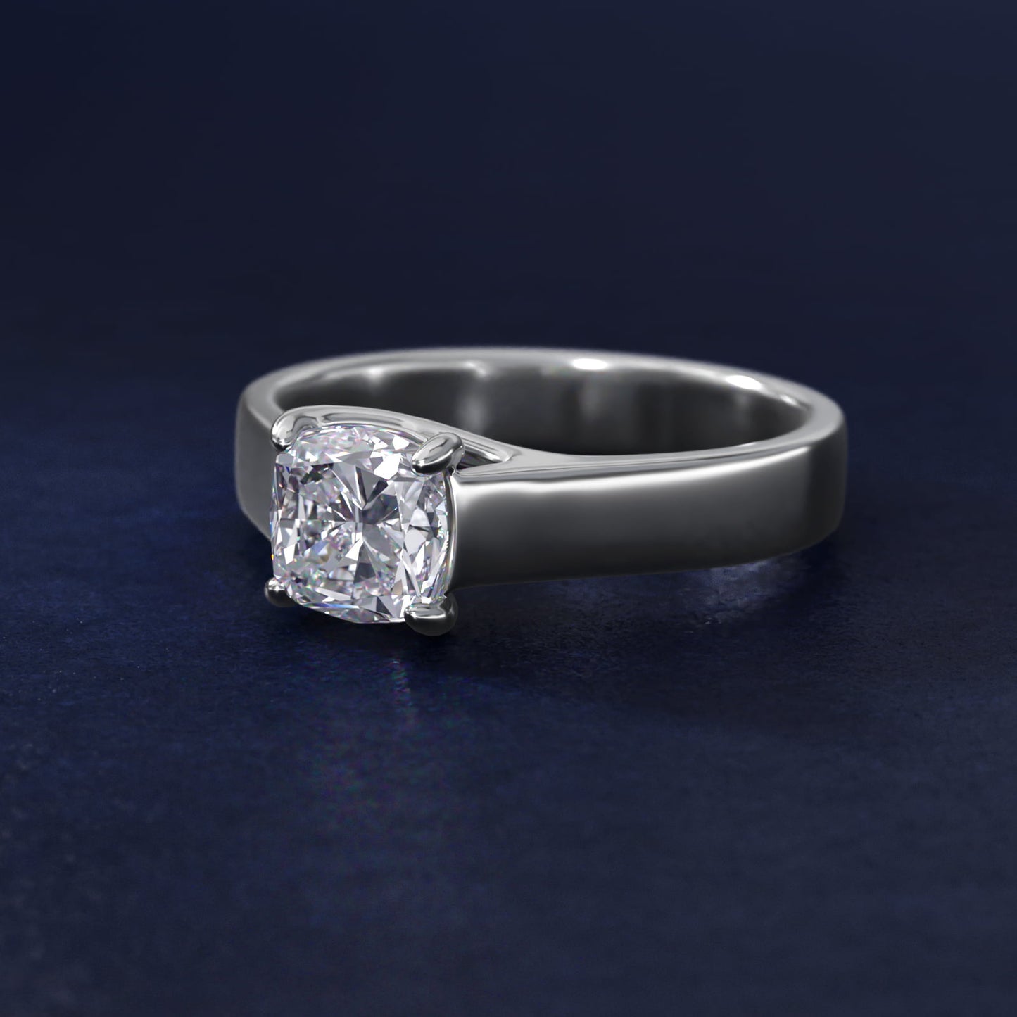 Cross Prong Solitaire Engagement Ring In Platinum By James Allen - Cushion Center