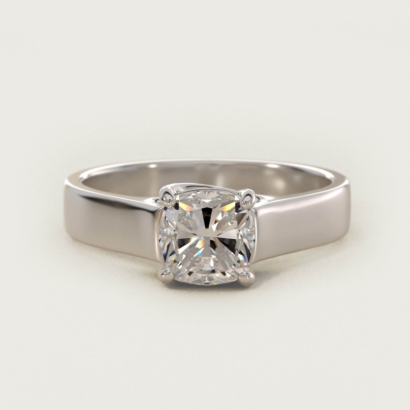 Cross Prong Solitaire Engagement Ring In Platinum By James Allen - Cushion Center