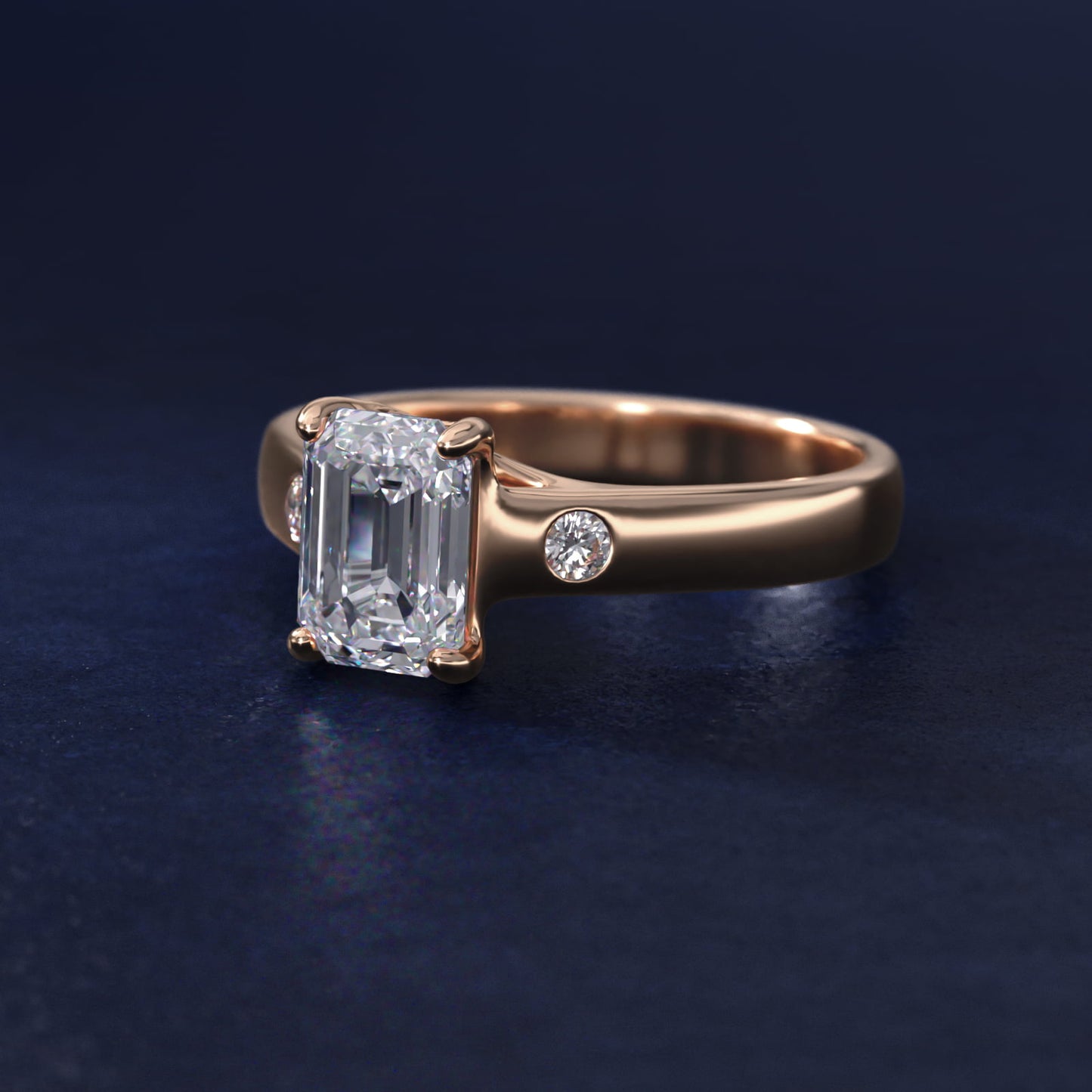 Cross Prong Solitaire Engagement Ring With Diamond Accent In 14K Rose Gold By James Allen - Emerald Center