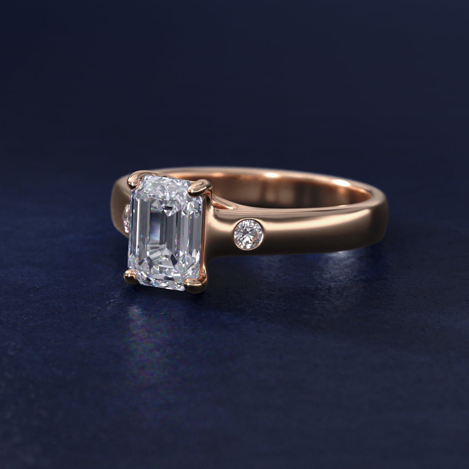 Cross Prong Solitaire Engagement Ring With Diamond Accent In 18k Rose Gold By James Allen - Emerald Center