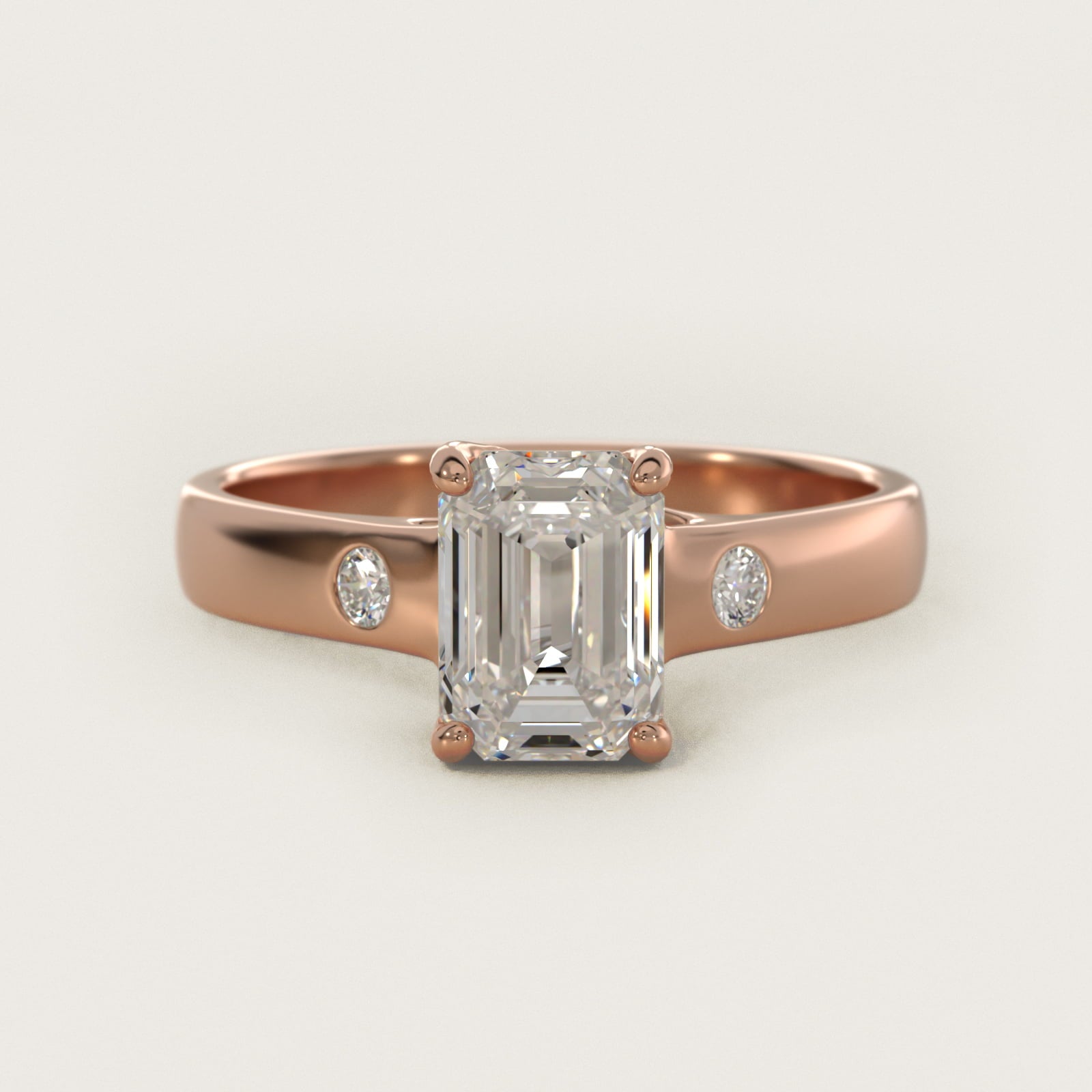 Cross Prong Solitaire Engagement Ring With Diamond Accent In 14K Rose Gold By James Allen - Emerald Center