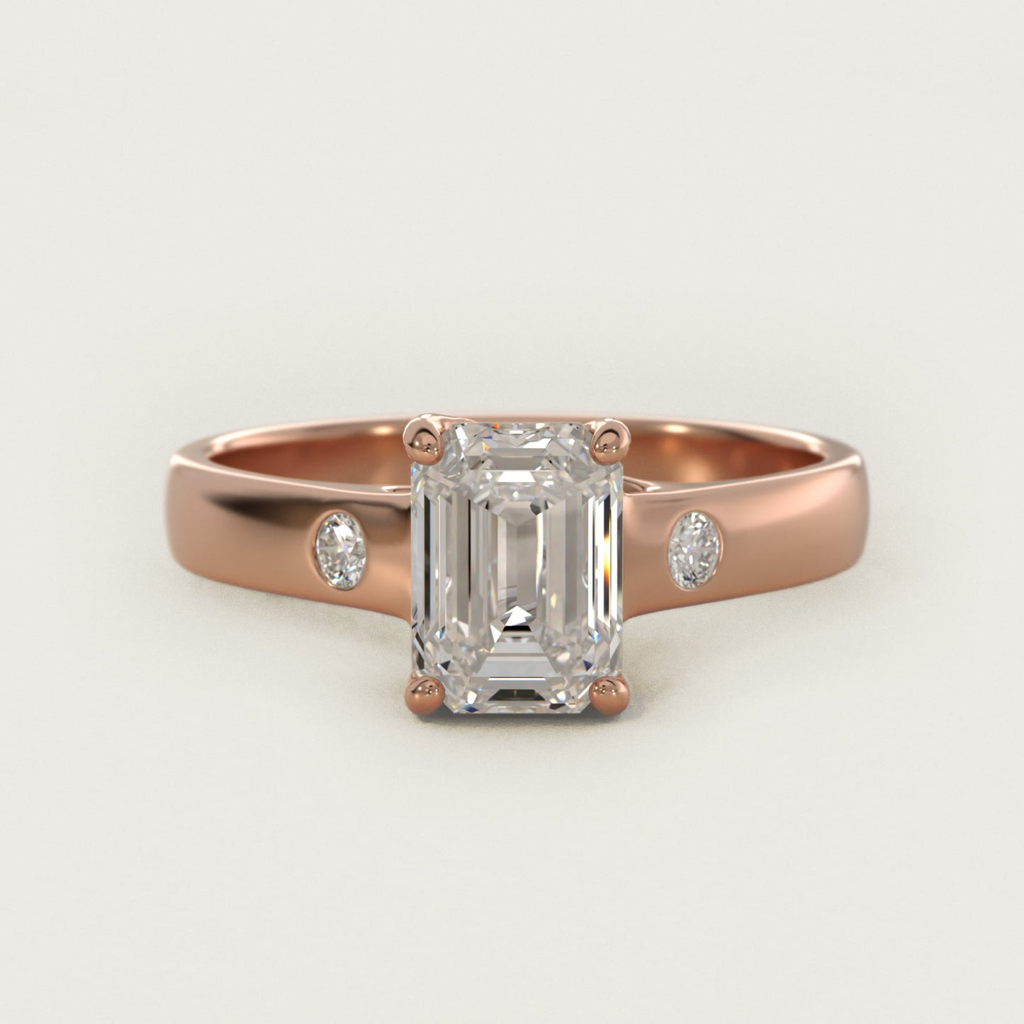 Cross Prong Solitaire Engagement Ring With Diamond Accent In 18k Rose Gold By James Allen - Emerald Center