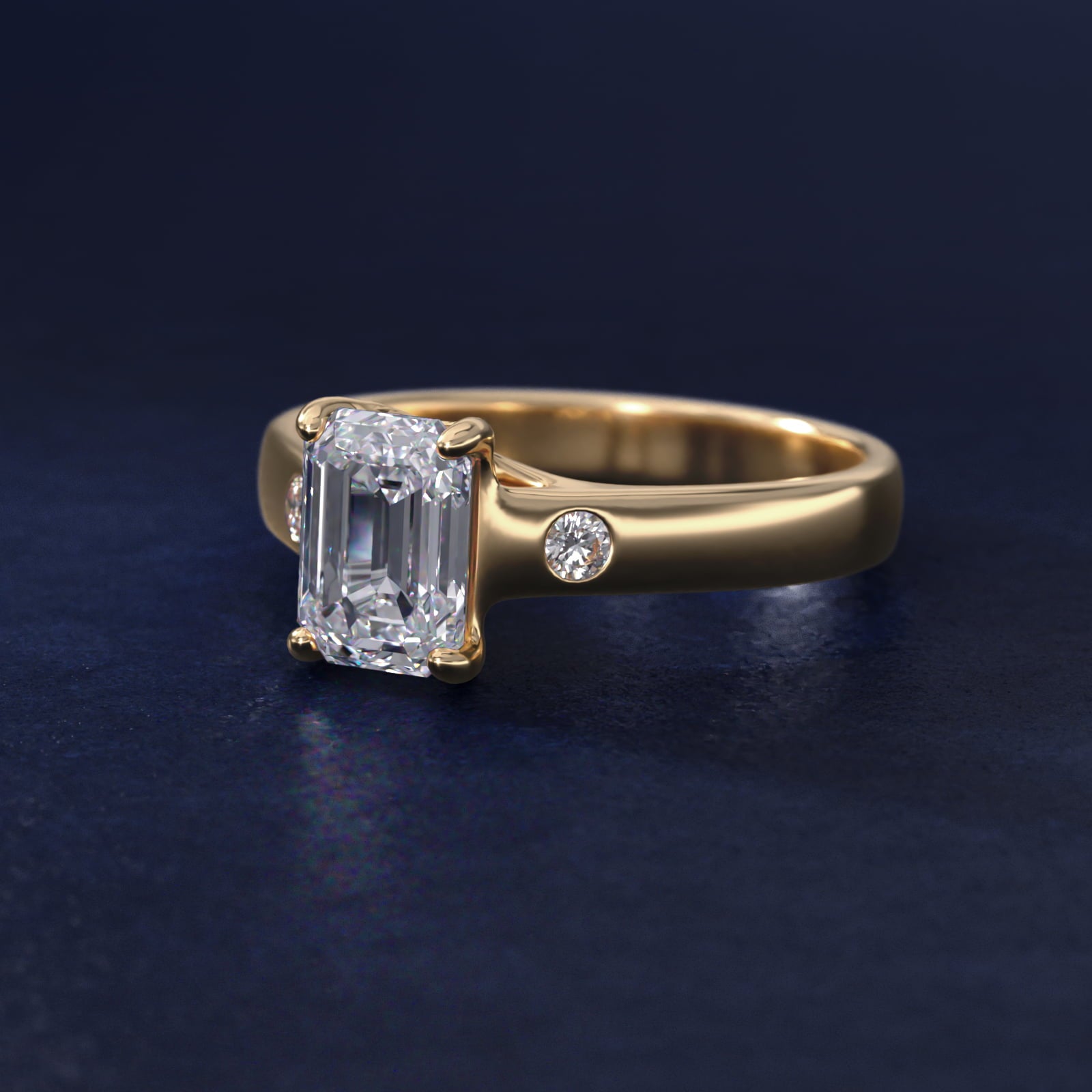 Cross Prong Solitaire Engagement Ring With Diamond Accent In 14K Yellow Gold By James Allen - Emerald Center