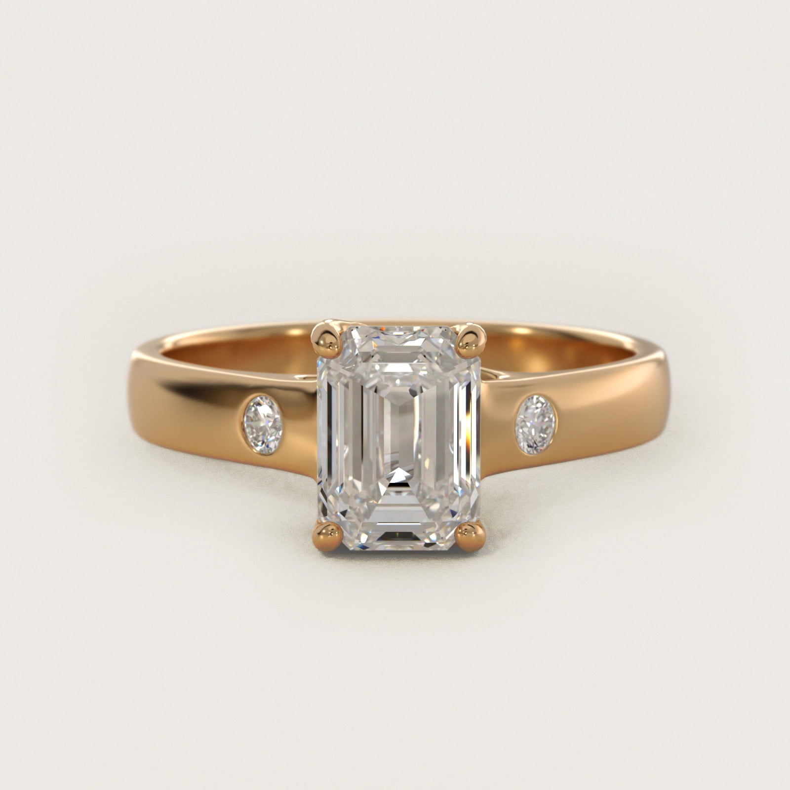 Cross Prong Solitaire Engagement Ring With Diamond Accent In 14K Yellow Gold By James Allen - Emerald Center
