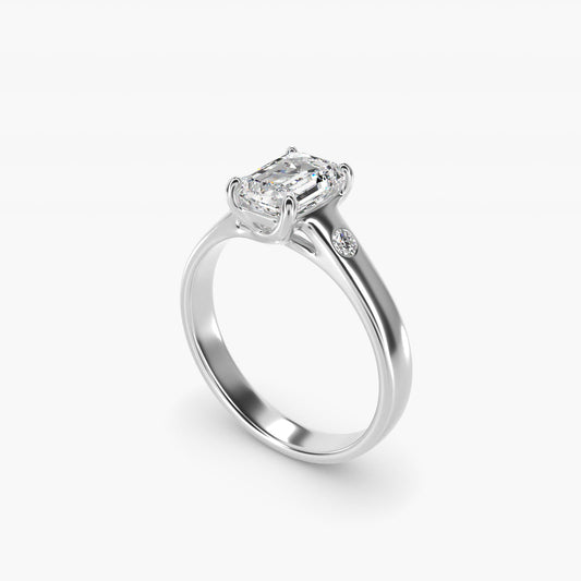Cross Prong Solitaire Engagement Ring With Diamond Accent In Platinum By James Allen - Emerald Center