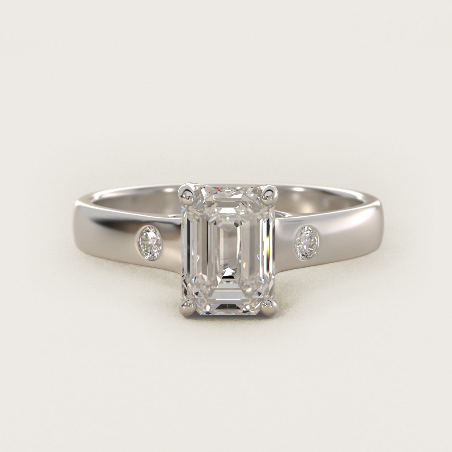 Cross Prong Solitaire Engagement Ring With Diamond Accent In Platinum By James Allen - Emerald Center