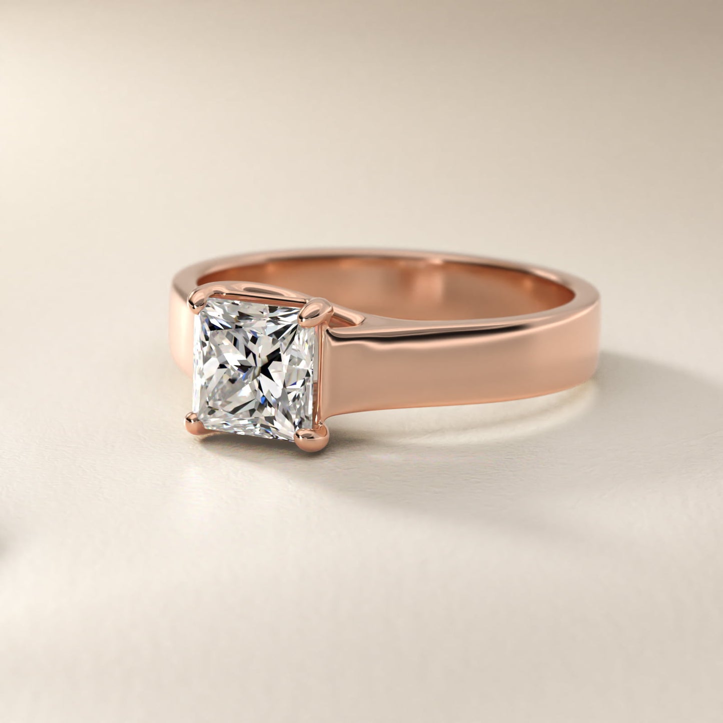 Cross Prong Solitaire Engagement Ring In 14K Rose Gold By James Allen - Princess Center