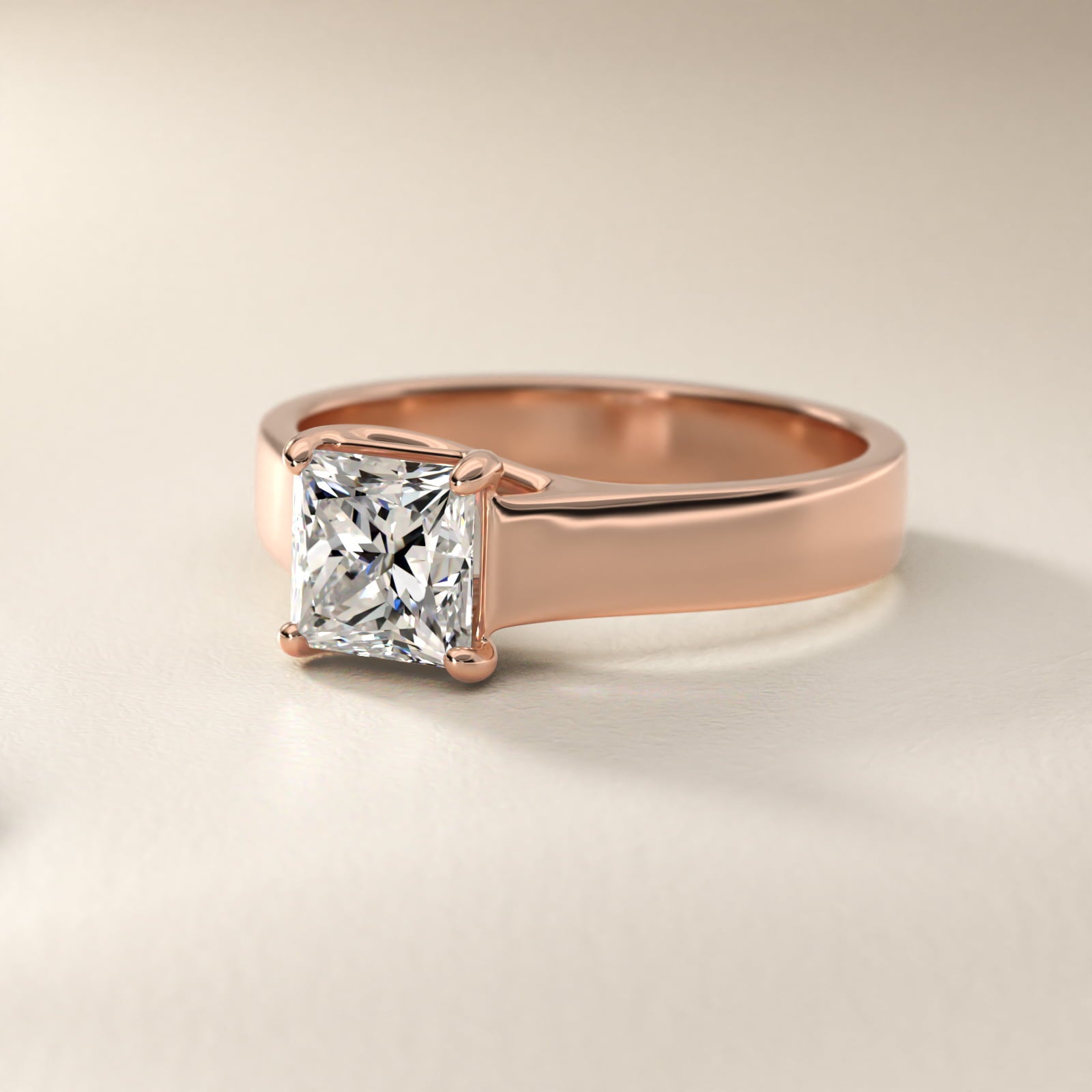 Cross Prong Solitaire Engagement Ring In 18k Rose Gold By James Allen - Princess Center