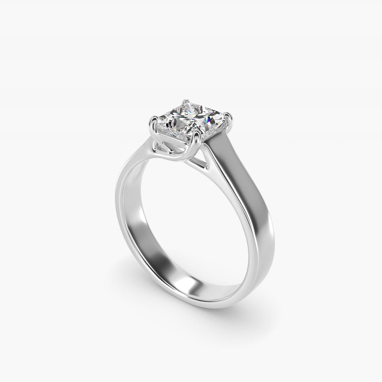 Cross Prong Solitaire Engagement Ring In 18k White Gold By James Allen - Princess Center