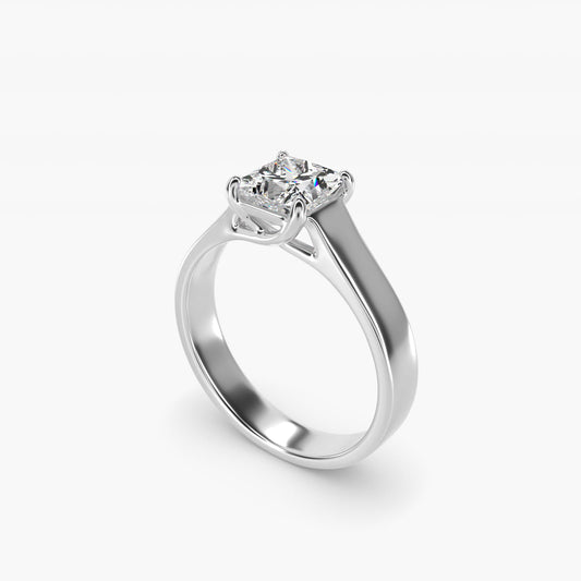 Cross Prong Solitaire Engagement Ring In 18k White Gold By James Allen - Princess Center
