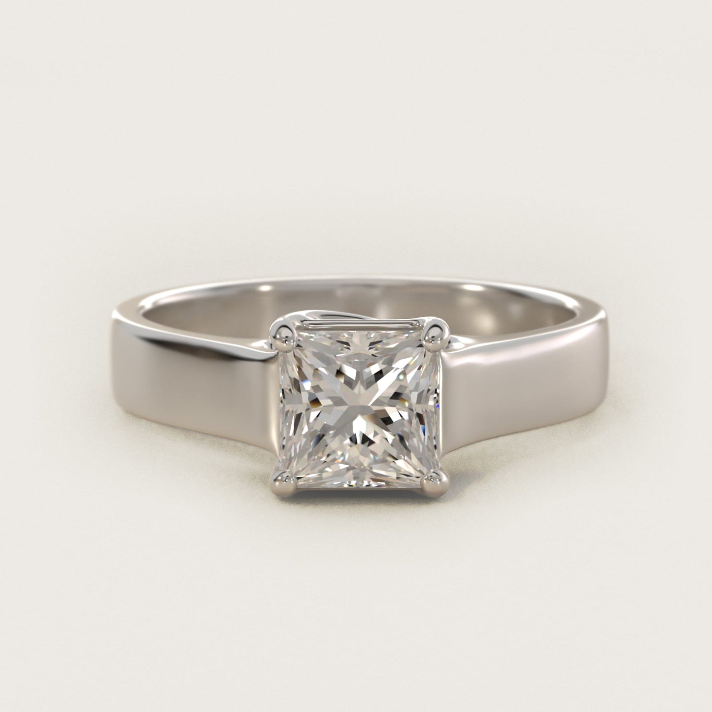 Cross Prong Solitaire Engagement Ring In 14K White Gold By James Allen - Princess Center