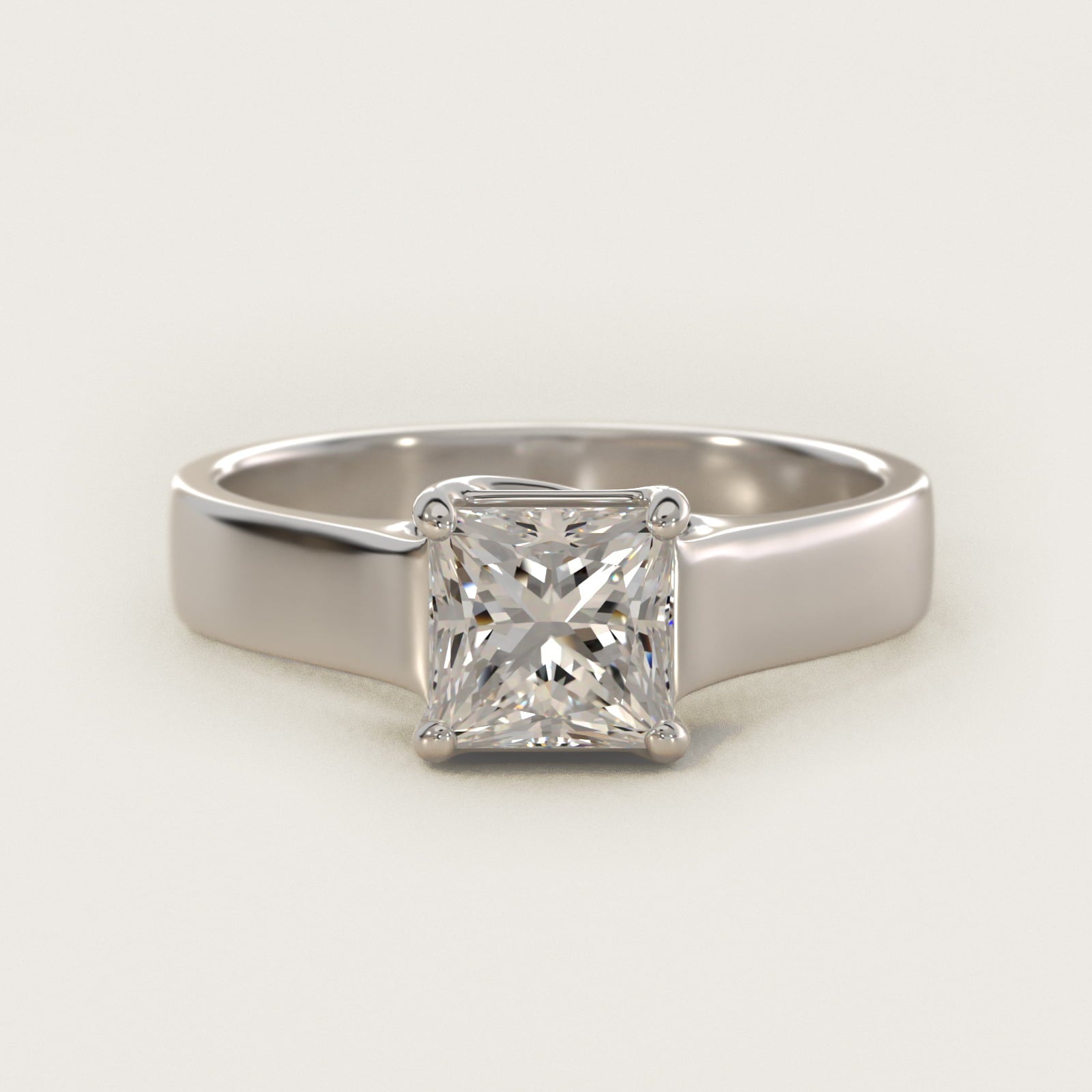 Cross Prong Solitaire Engagement Ring In 14K White Gold By James Allen - Princess Center