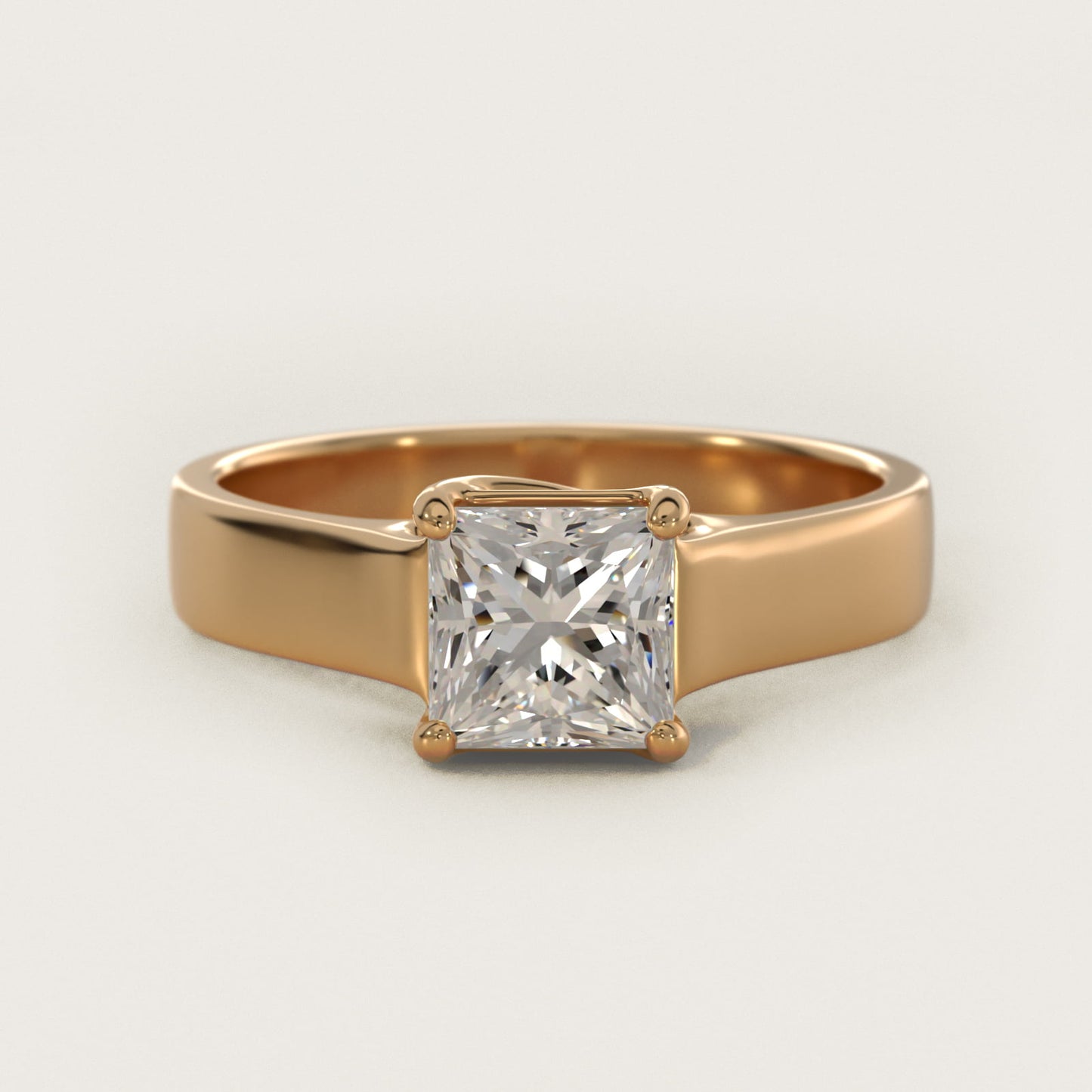 Cross Prong Solitaire Engagement Ring In 14K Yellow Gold By James Allen - Princess Center