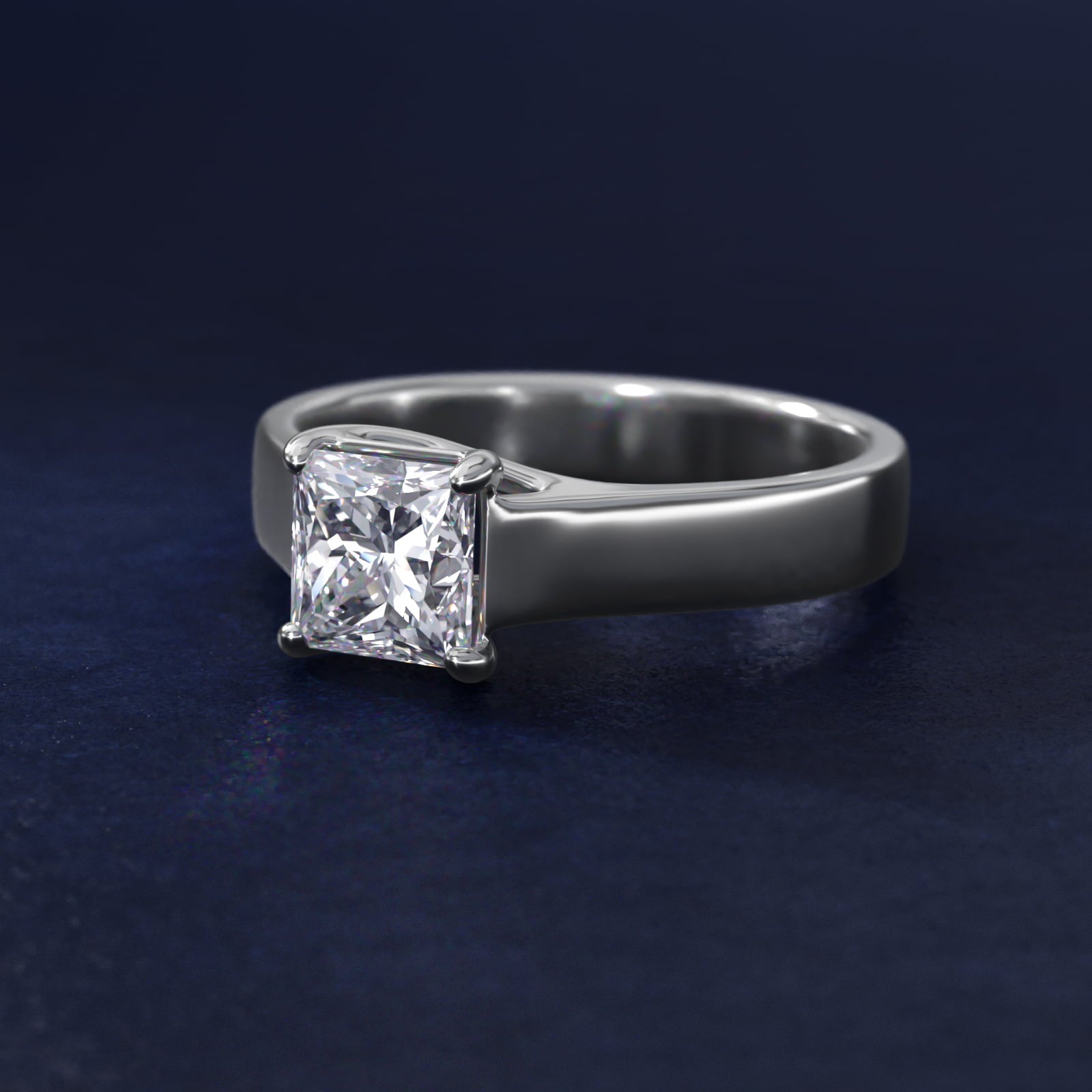 Cross Prong Solitaire Engagement Ring In Platinum By James Allen - Princess Center