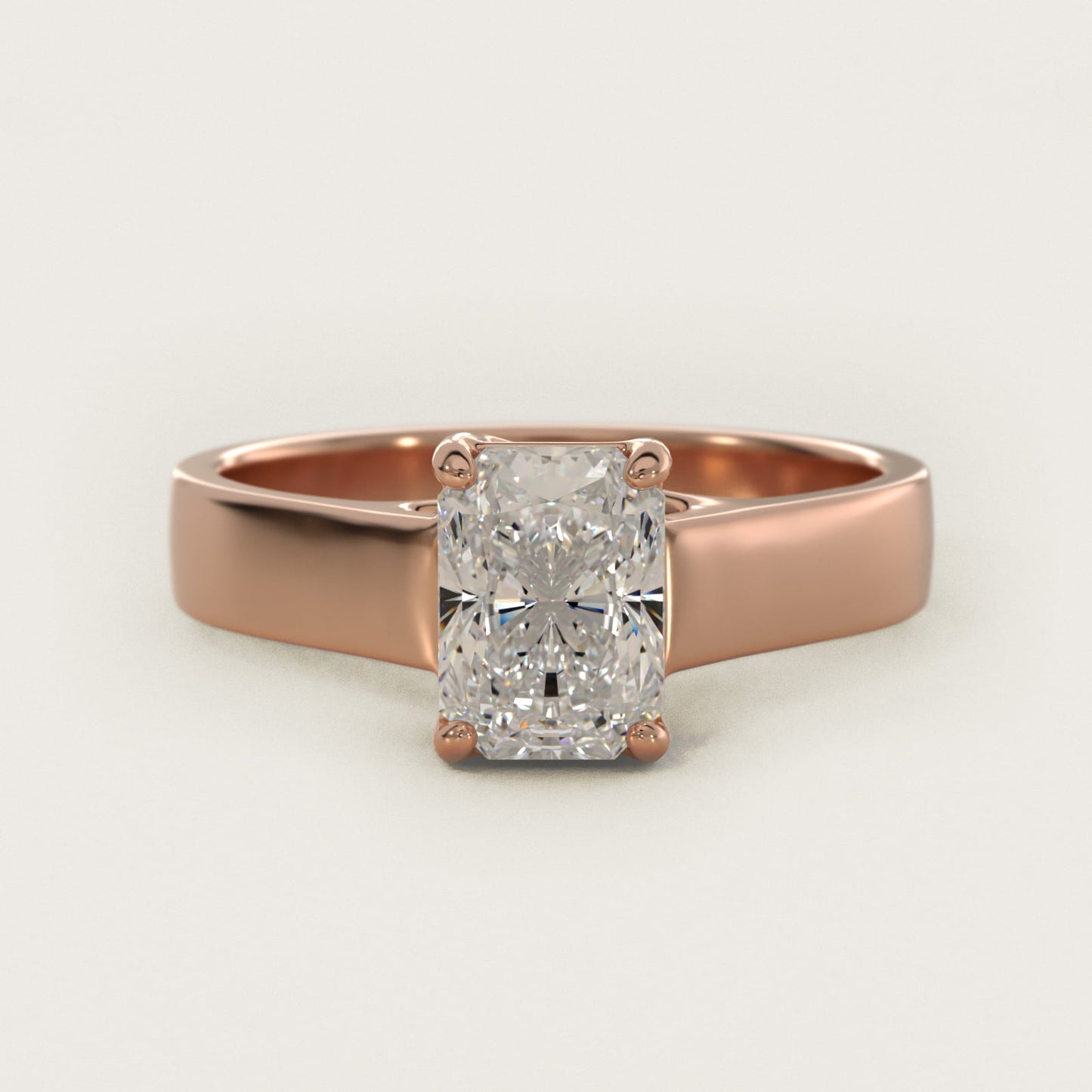 Cross Prong Solitaire Engagement Ring In 14K Rose Gold By James Allen - Radiant Center