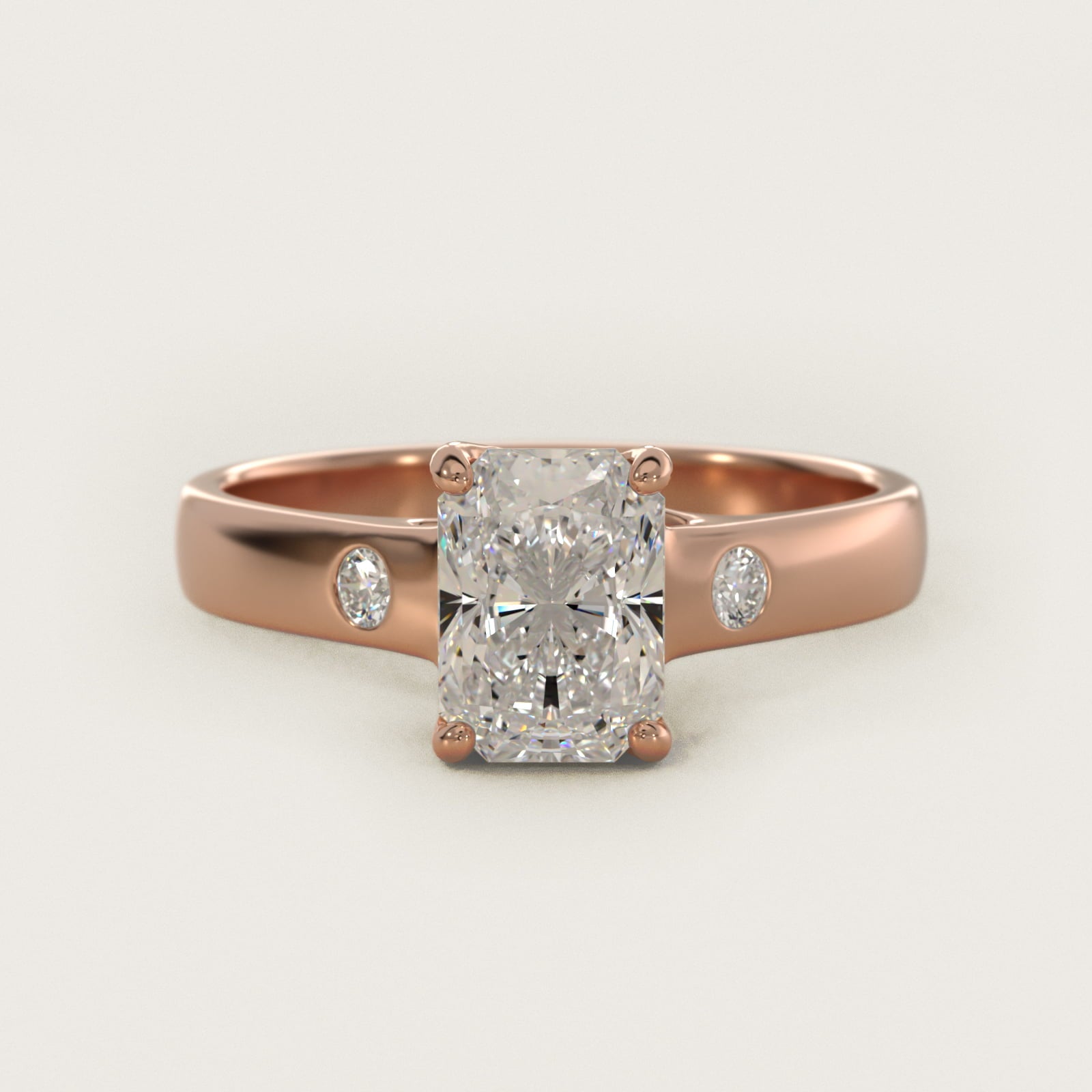 Cross Prong Solitaire Engagement Ring With Diamond Accent In 18k Rose Gold By James Allen - Radiant Center