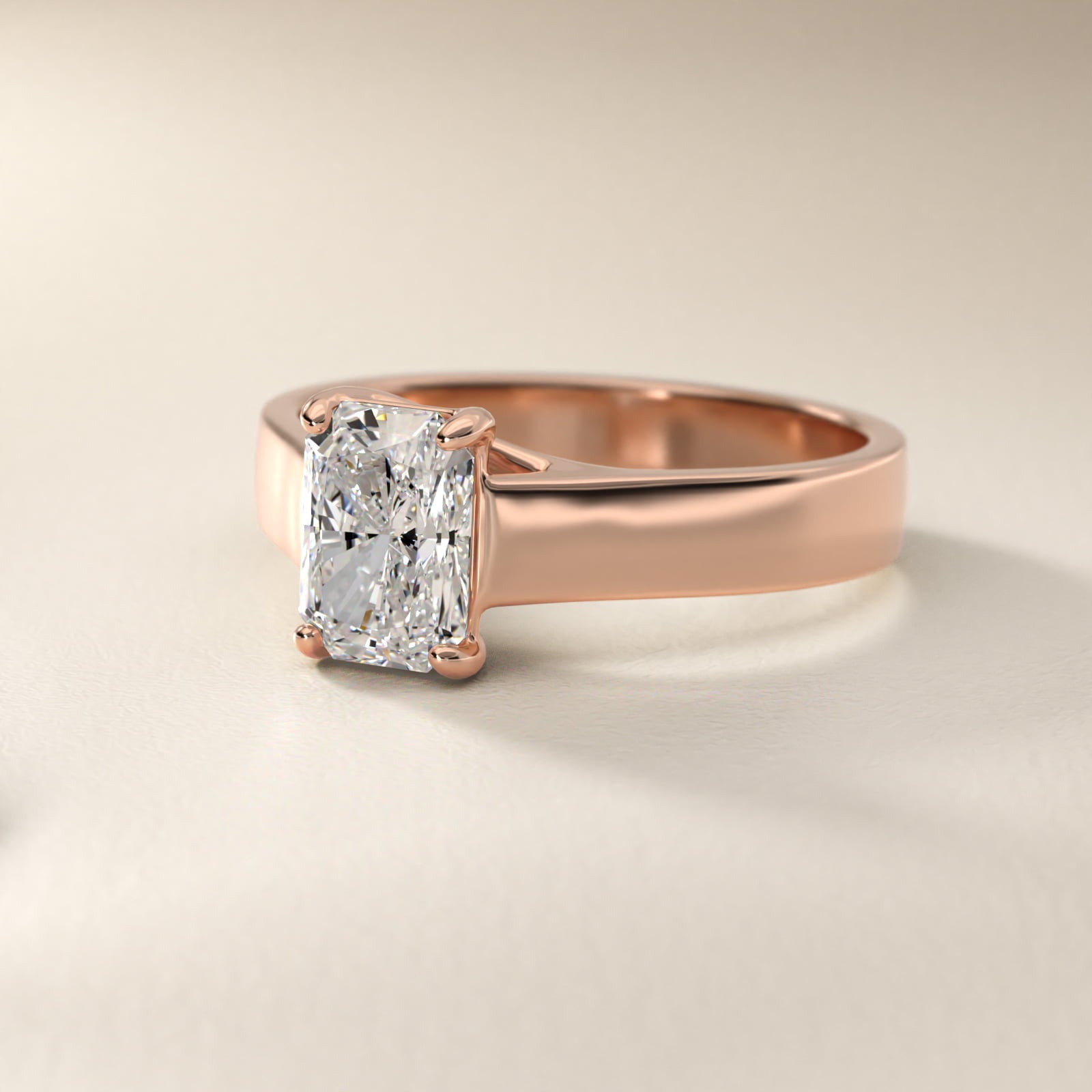 Cross Prong Solitaire Engagement Ring In 18k Rose Gold By James Allen - Radiant Center