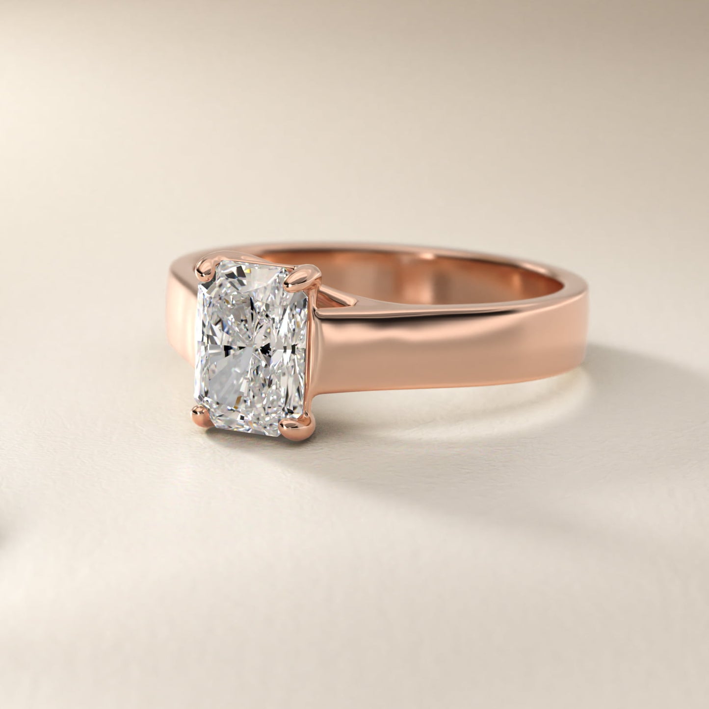 Cross Prong Solitaire Engagement Ring In 14K Rose Gold By James Allen - Radiant Center