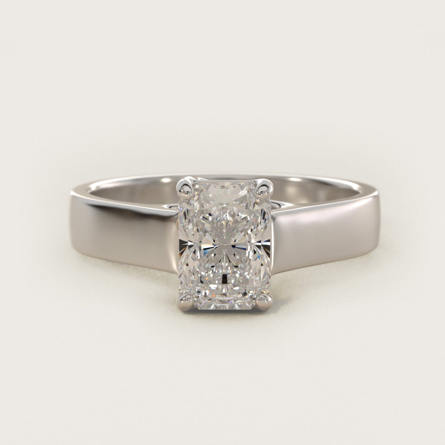 Cross Prong Solitaire Engagement Ring In 18k White Gold By James Allen - Radiant Center