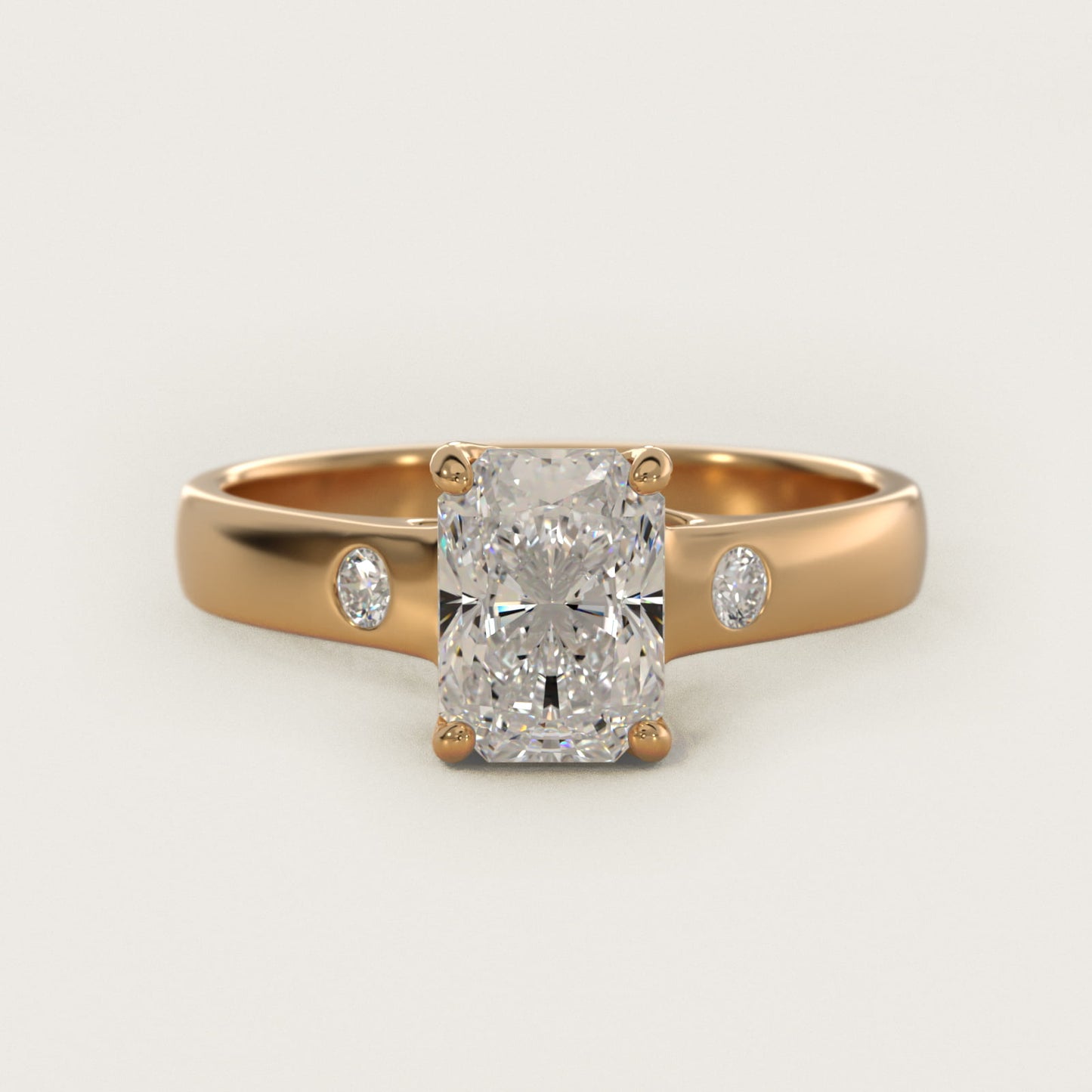 Cross Prong Solitaire Engagement Ring With Diamond Accent In 14K Yellow Gold By James Allen - Radiant Center