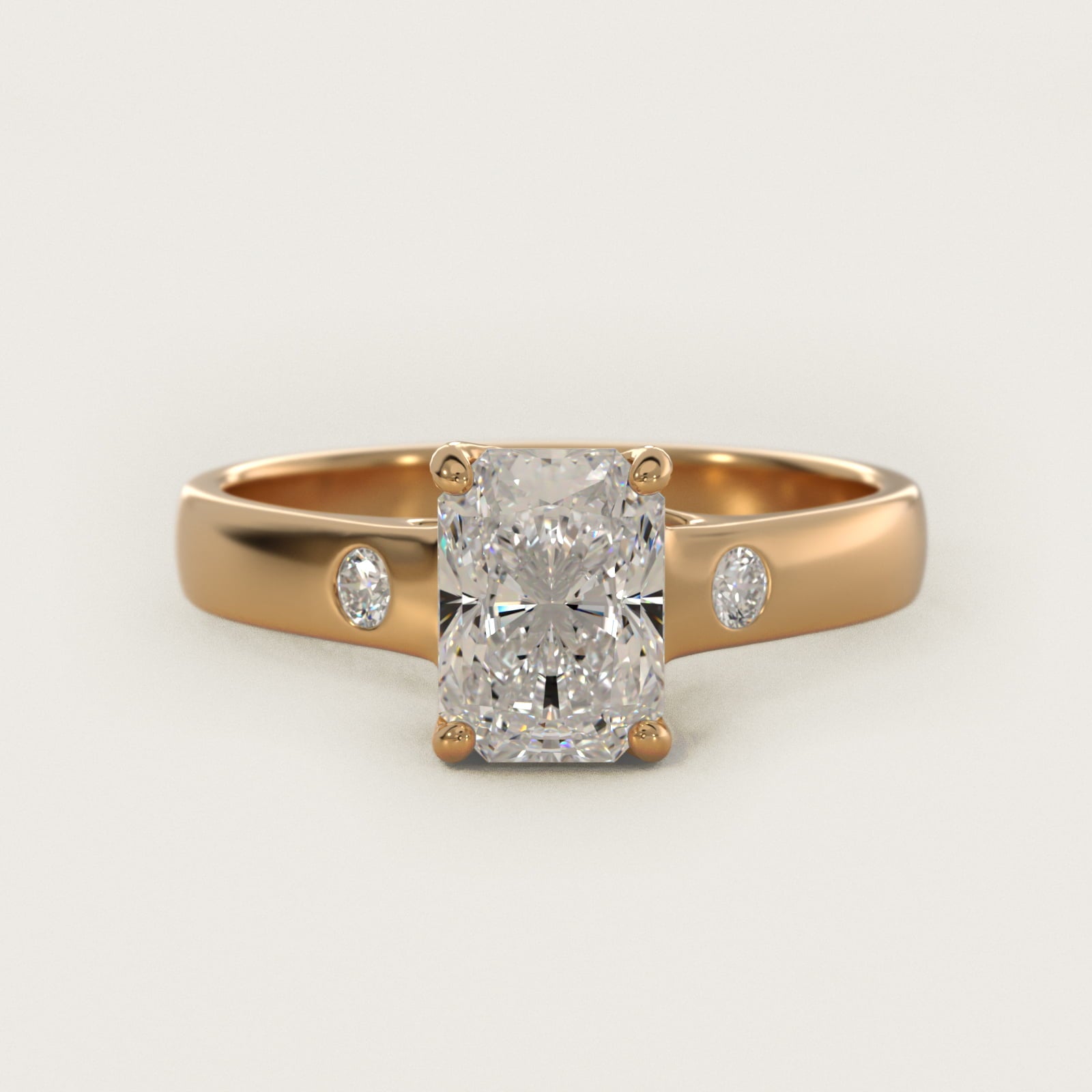 Cross Prong Solitaire Engagement Ring With Diamond Accent In 18k Yellow Gold By James Allen - Radiant Center