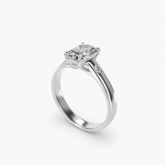 Cross Prong Solitaire Engagement Ring With Diamond Accent In Platinum By James Allen - Radiant Center