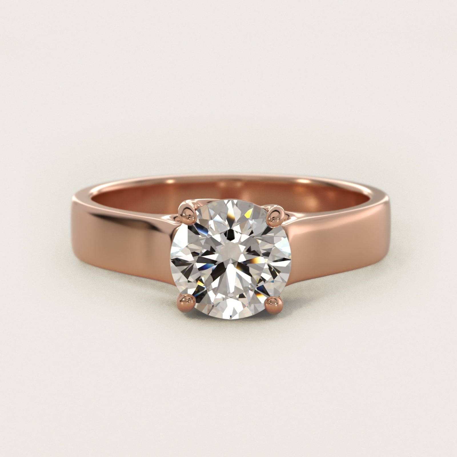 Cross Prong Solitaire Engagement Ring In 18k Rose Gold By James Allen - Round Center