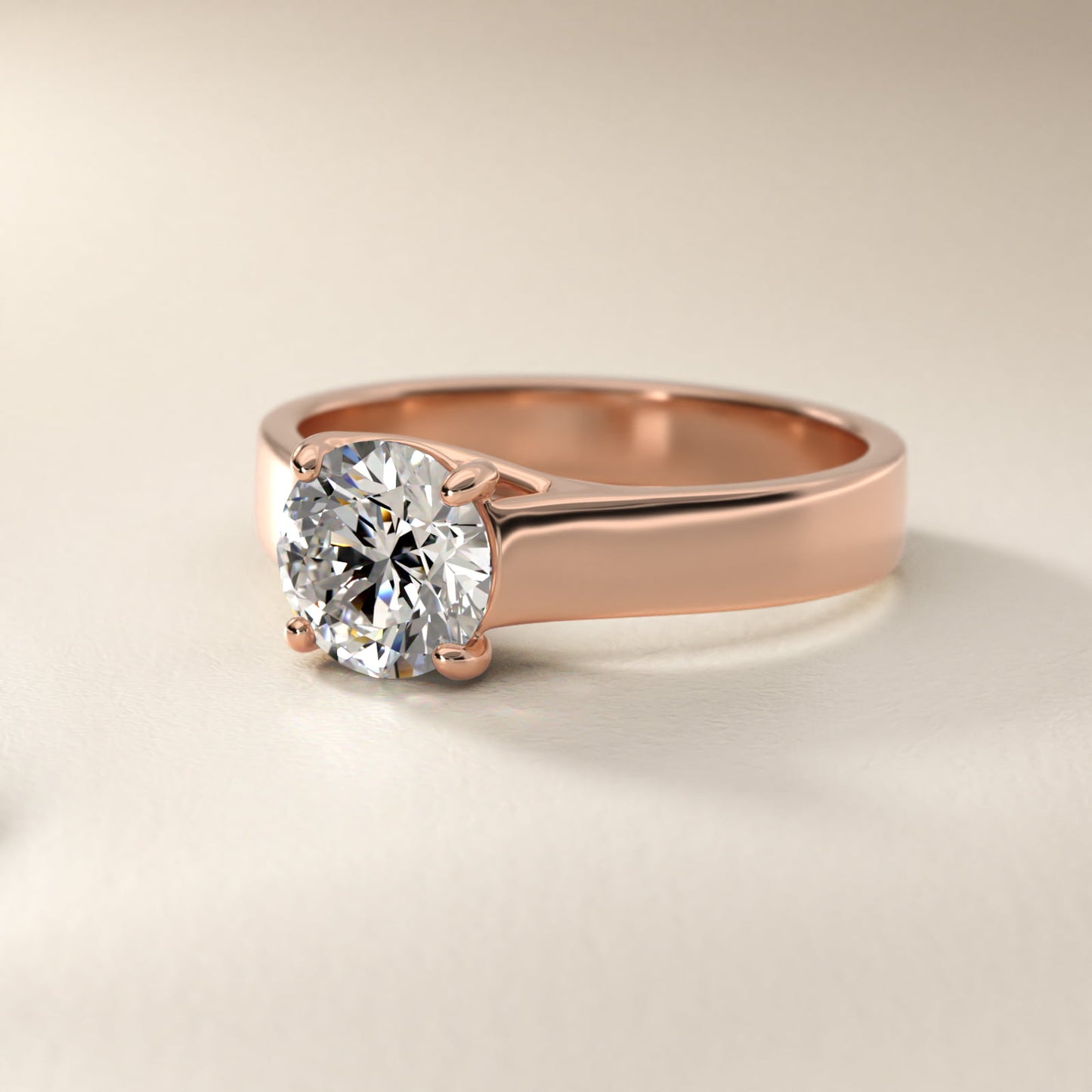 Cross Prong Solitaire Engagement Ring In 18k Rose Gold By James Allen - Round Center