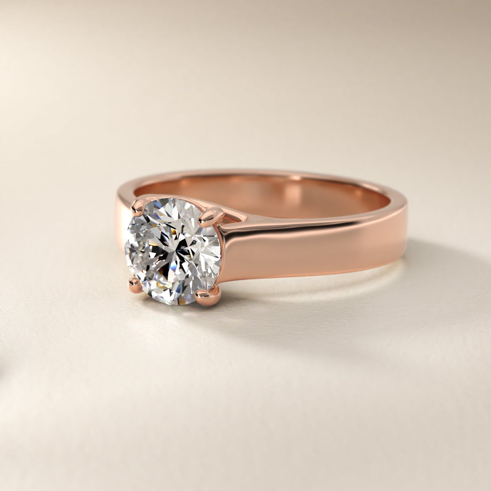 Cross Prong Solitaire Engagement Ring In 14K Rose Gold By James Allen - Round Center